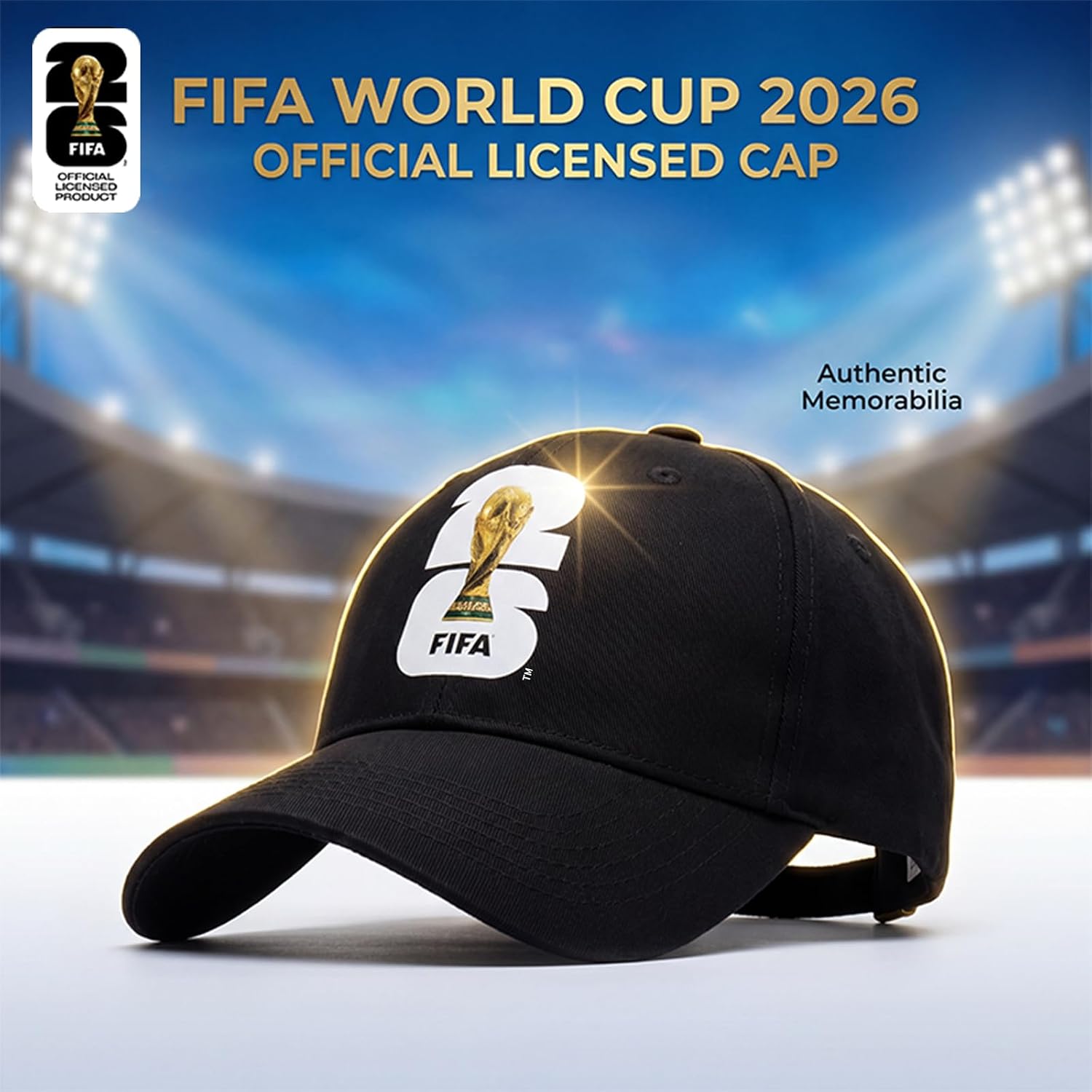 2026 FIFA World Cup Official Baseball Cap, Adjustable Soccer Fan Hat, Dad Hat for Men Women, Football Fan Cap for Outdoor Sports Travel Black
