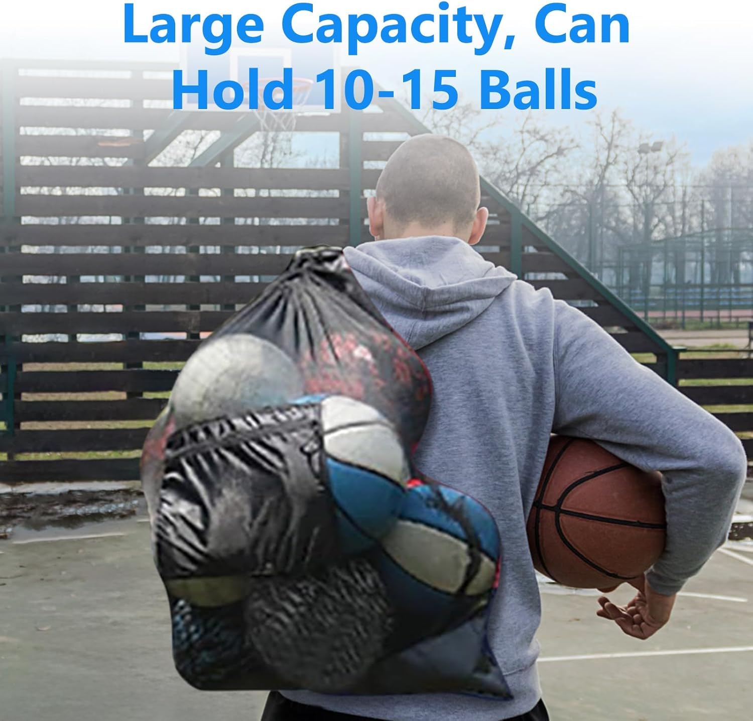 HZAOPZE 3 stuks balnet, voetbalnet, balnet, grote nettas voor basketbal, volleybal, voor 10-15 ballen, polyester rood en wit