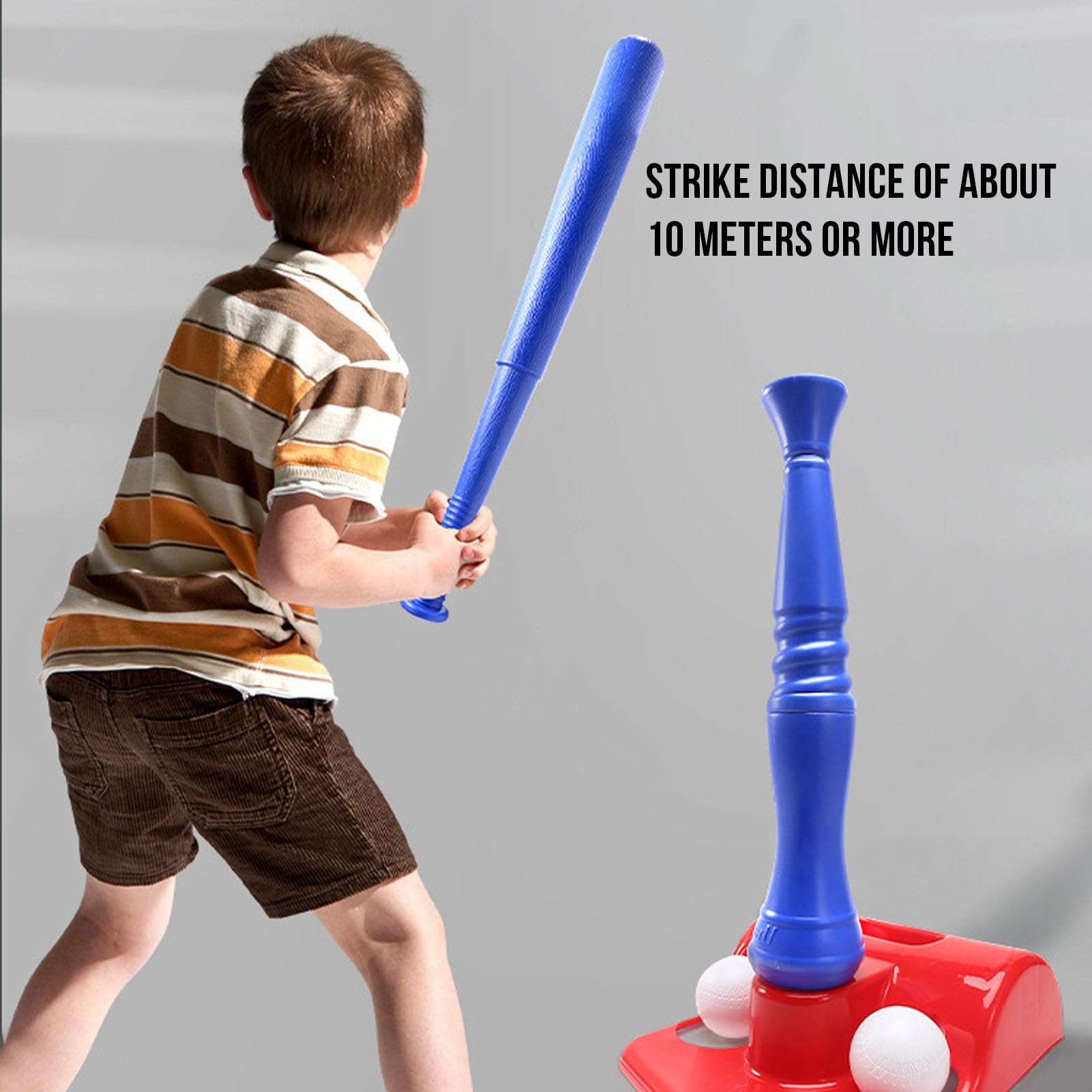Asixxsix Ensemble de Tee-Ball pour Enfants, Ensemble D'entraînement de Baseball en Plastique de Conception Ergonomique pour Les Tout-Petits Garçons Filles, avec Hauteur Réglable