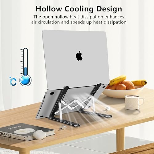 Miniatura 5 de Soporte para laptop, soporte para tableta de computadora, soporte plegable de aluminio ajustable para laptop, compatible con MacBook Air Pro,