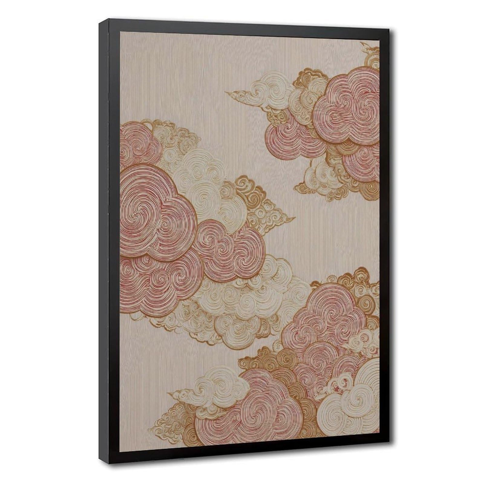Bareronor Japanese Cloud Poster Gold Swirl Canvas Poster Bedroom Decor Landscape Office Room Decor Gift 16" L X 24" W