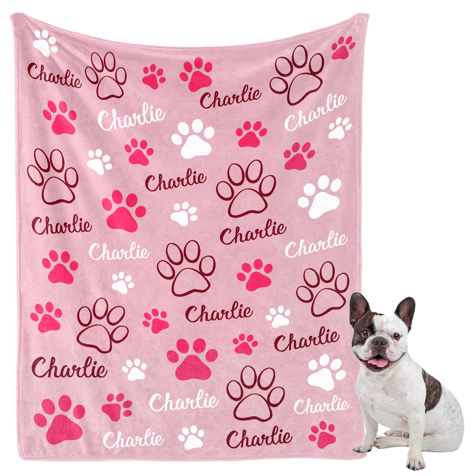 GlisterGlow Personalized Dog Blanket, Customized Pet Blankets with Name Picture, Throw Blanket for Small Medium Large Dog Puppy Cat