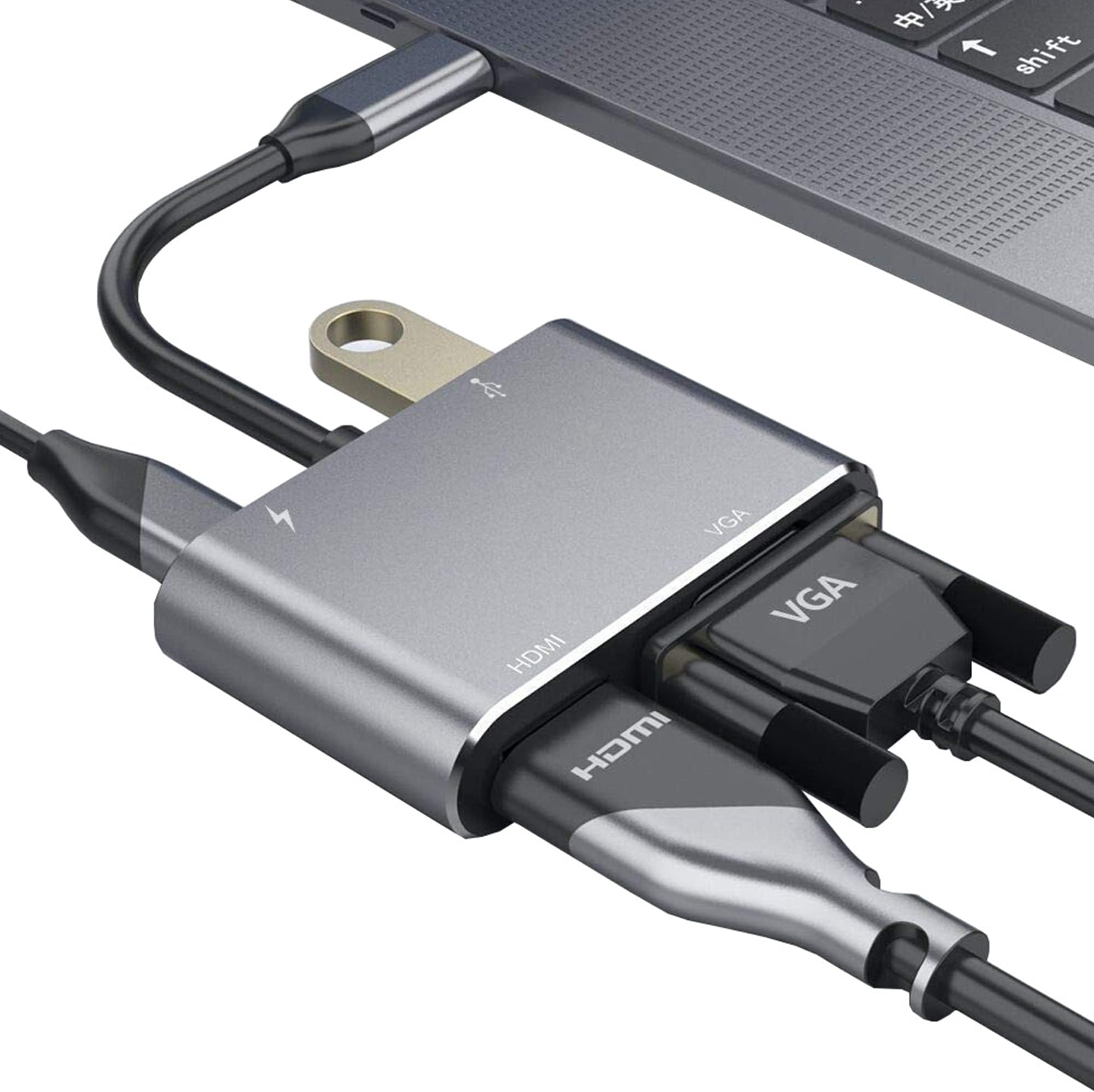 Adaptateur HDMI VGA, Type c vers HDMI, HUB 4 en 1, USB C vers 4k HDMI