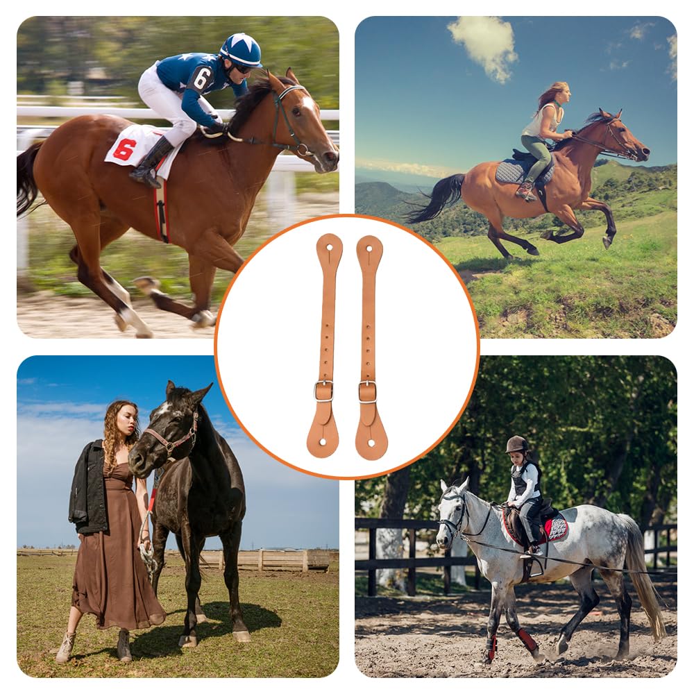 MiOYOOW 2 cinghie per spore in pelle, stivali regolabili con 6 fori per uomini e donne cavaliere cowboy cowgirl