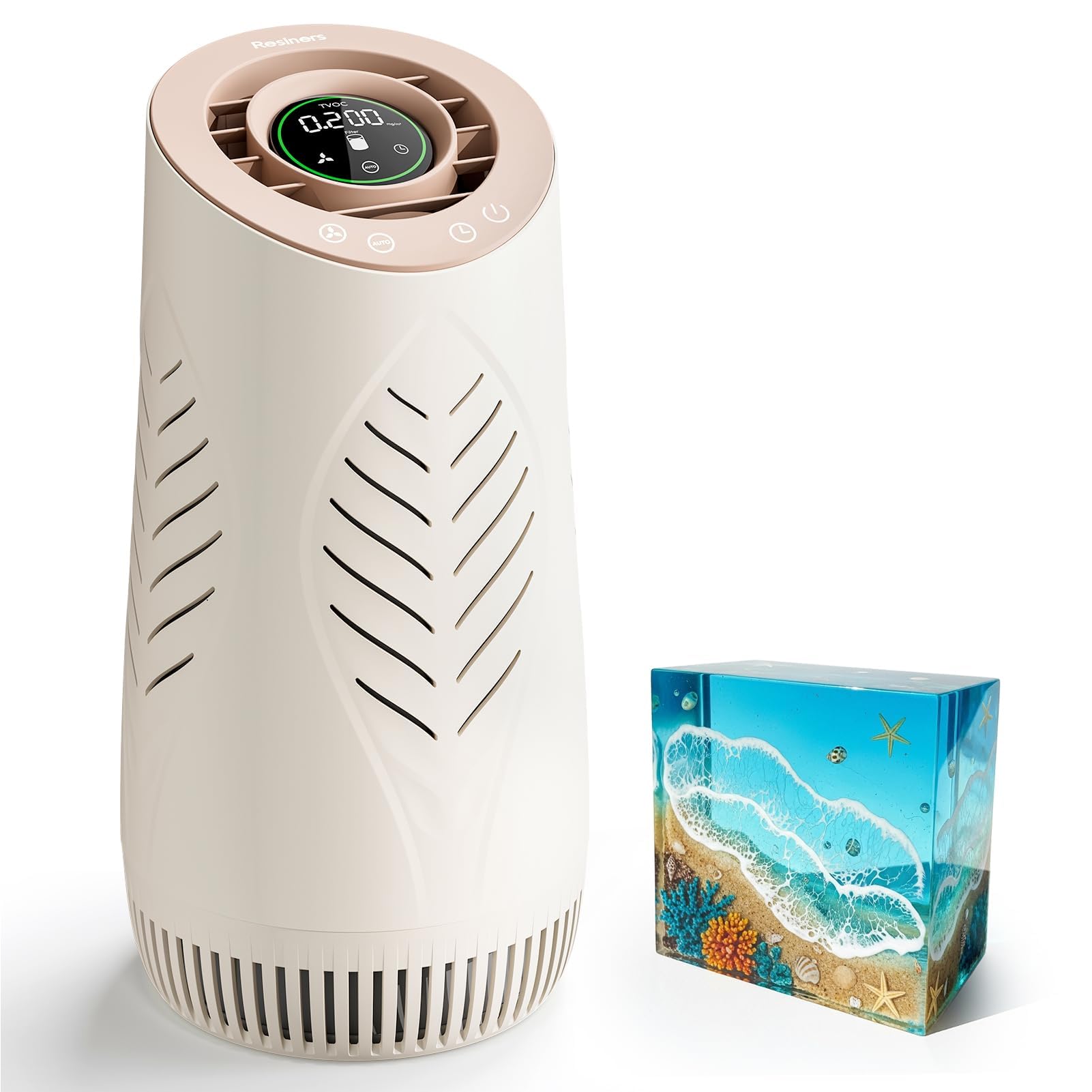 Resiners Resin-Luftreiniger mit H13 HEPA-Filter für Epoxidharz | AirPure Lite, Echtzeit-TVOC-Anzeige, Automatikmodus, tragbar für Epoxidharz-Gießen & DIY-Basteln