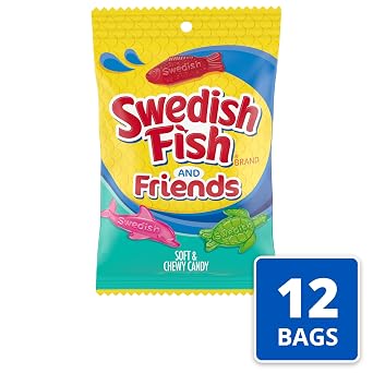 SWEDISH FISH and Friends Soft & Chewy Gummy Candy, Bulk Candy, 12 - 8.04 oz Bags