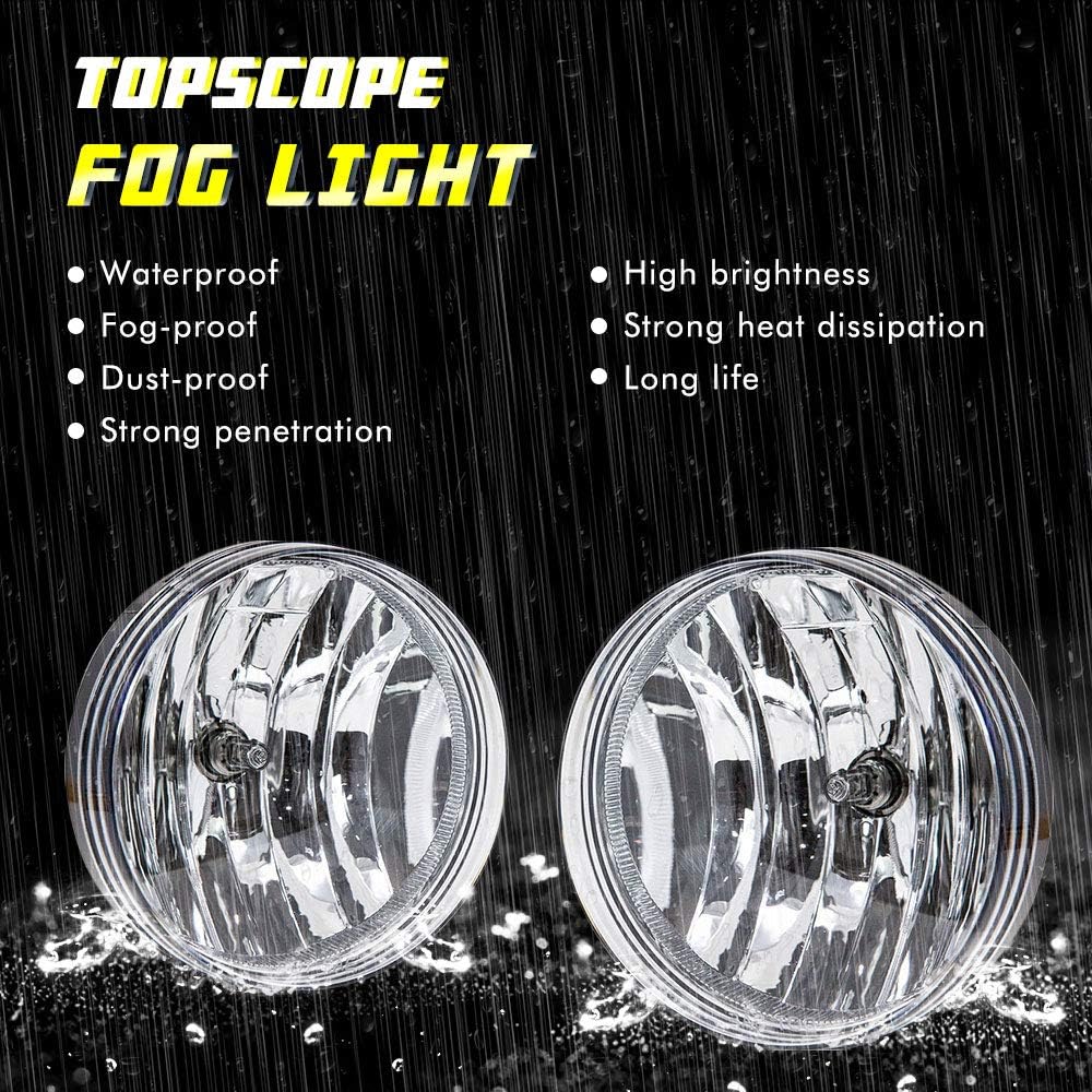 Fog Lights Replacement for 2007-2013 GMC Sierra 1500 2007-2014 GMC Sierra 2500HD 3500HD Fog Lamps with Clear Lens H8 12V 35W Halogen Bulbs Universal Switch and Wiring Kit 25831948,GM2592161 Clear Lens