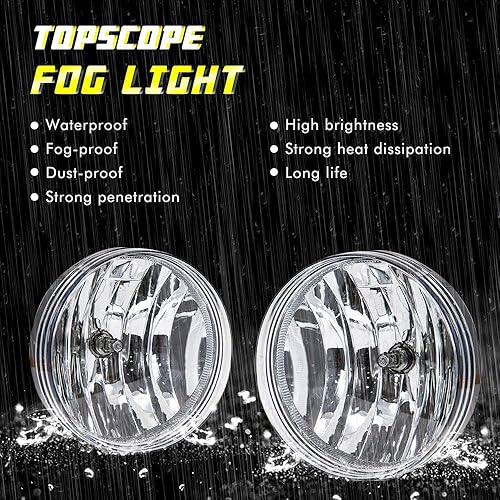 Miniatura 9 de TOPSCOPE Luces antiniebla de repuesto para 2007-2013 GMC Sierra 1500 2007-2014 GMC Sierra 2500 3500HD Lámparas antiniebla con lente ahumada H8 12V