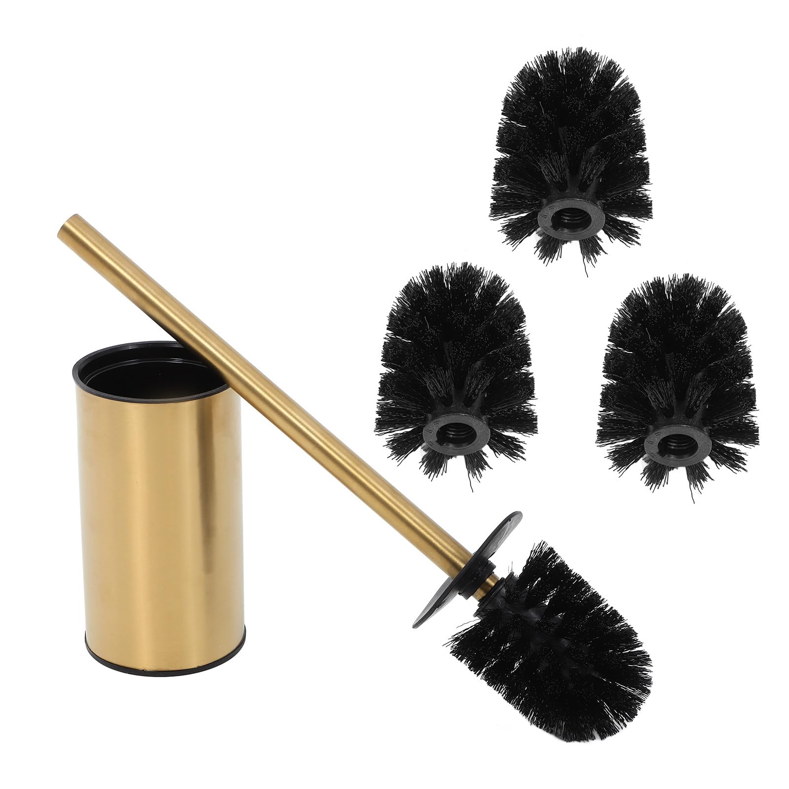 iplusmile Escobillero Baño con Juego de Escobilla y Soporte para Inodoro Dorado de Acero Inoxidable, Diseño Montable en Pared para Limpieza Efectiva en Baño