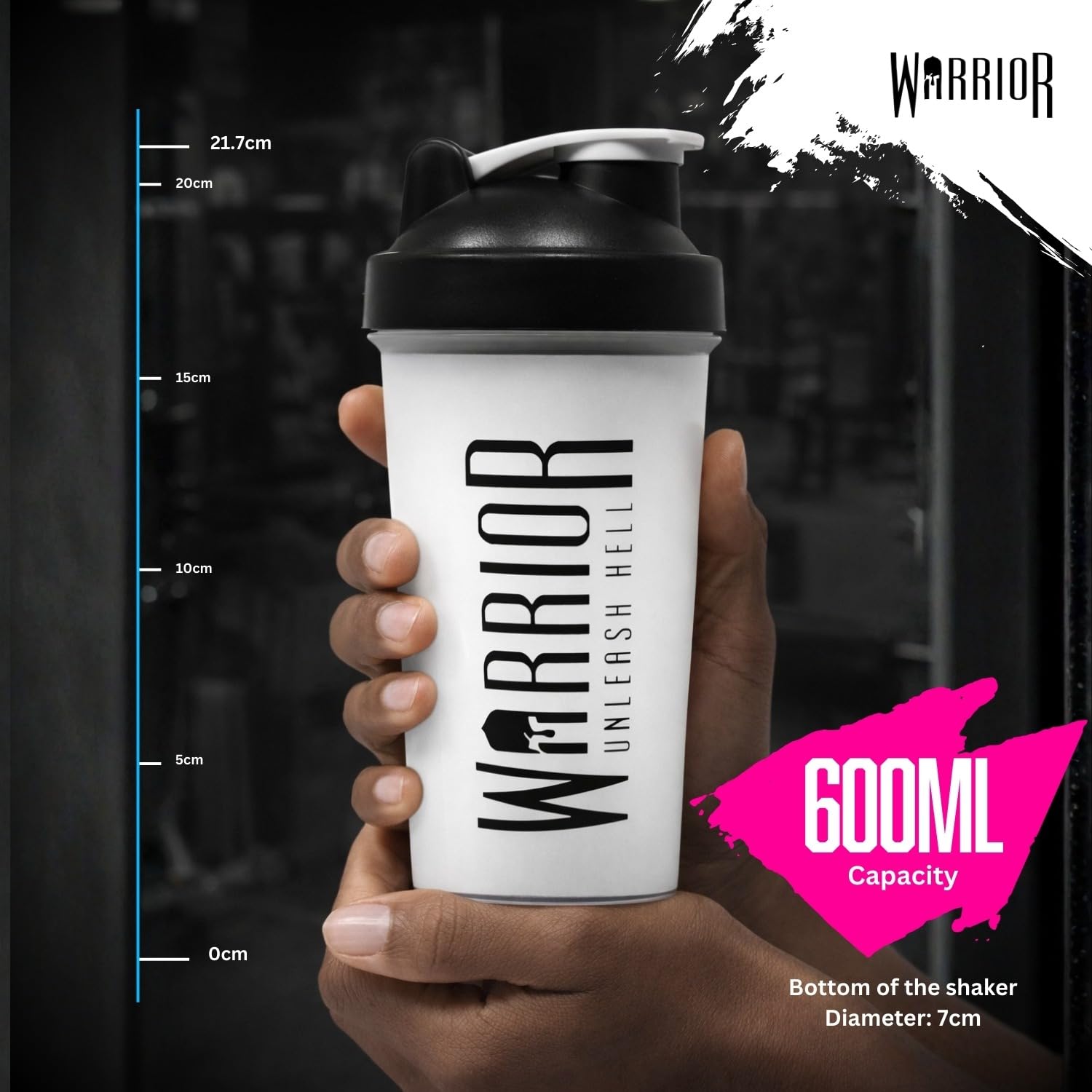 Naughty Boy Lifestyle Protein Shaker Bottle, Includes Wire Mixball Blender – 600ml – Perfect For Mixing Powdered Shakes, Clear, BPA Free, Dishwasher