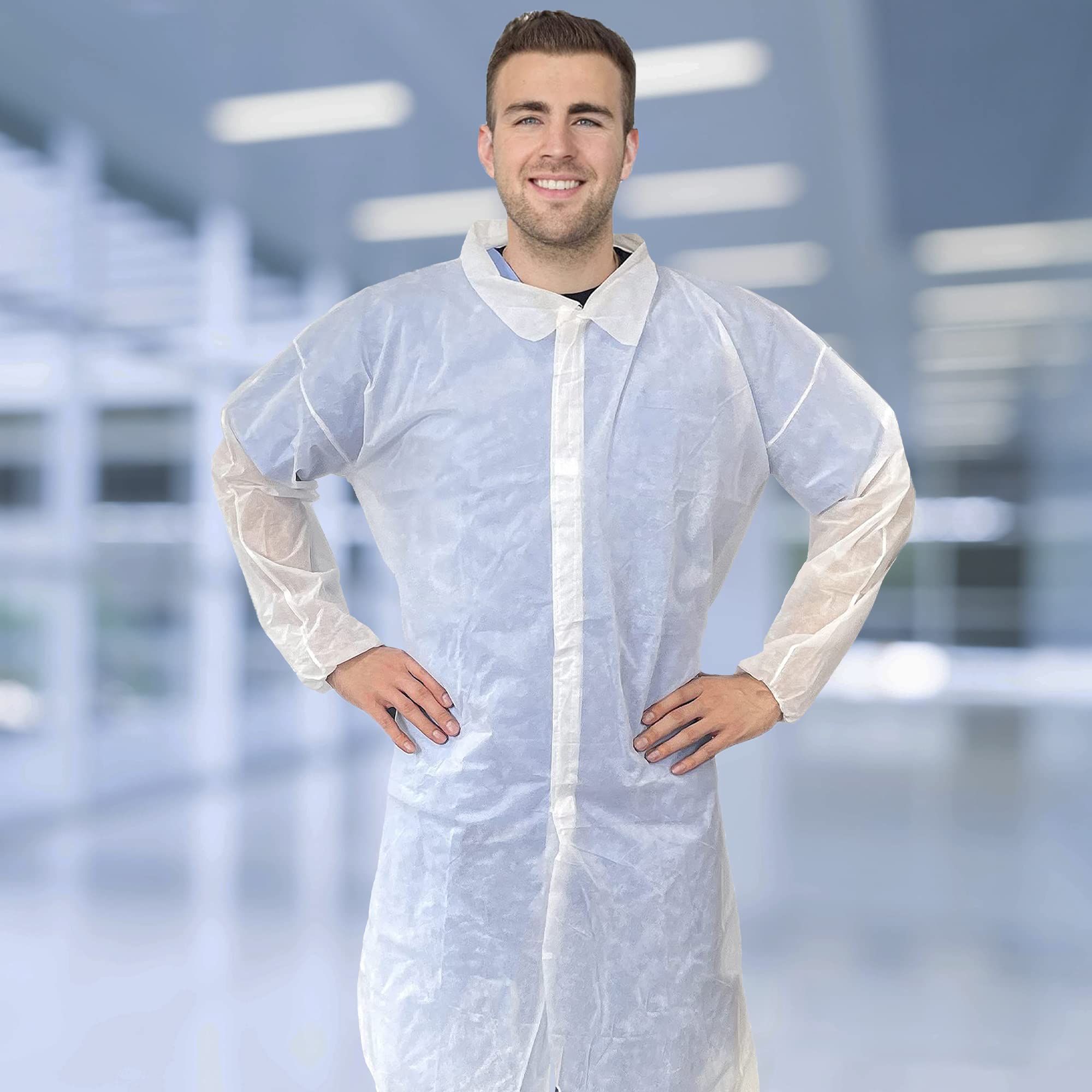 AMZ Disposable Lab Coat 3XL. 35 GSM PP White Disposable | B2B