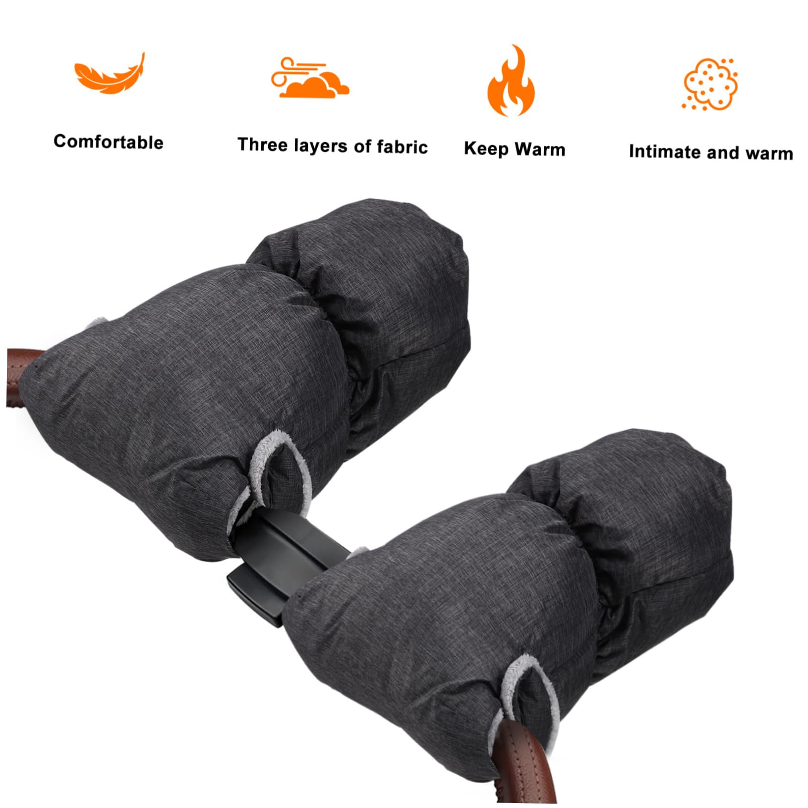 ibasenice 2paires De Poussette Universels Fleece Moufles Anti-Froid pour Hiver Accessoire Pratique pour Poussettes Et Confort Optimal Et