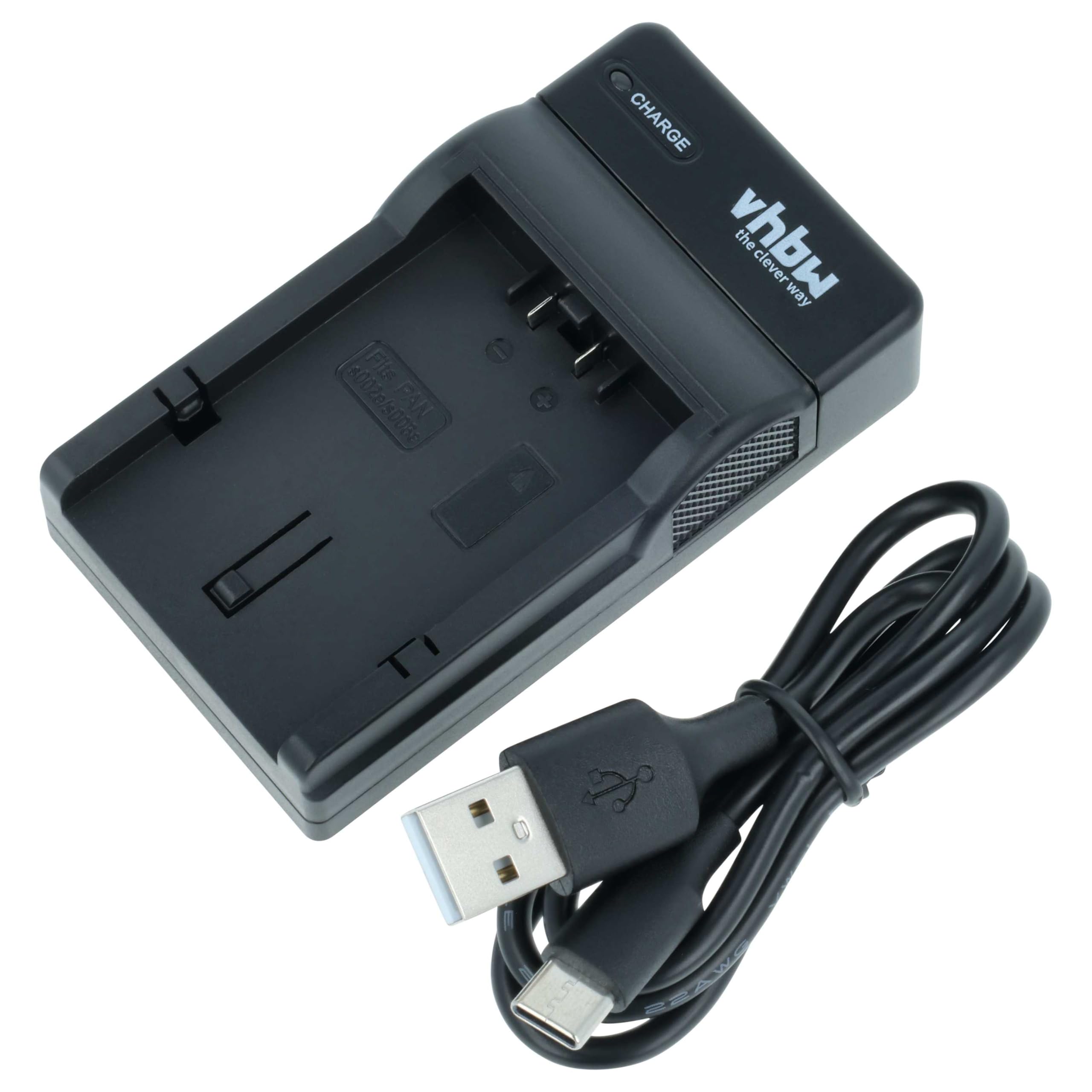 vhbw caricatore USB-C compatibile con Panasonic CGA-S006, CGA-S006E, CGR-S002, CGR-S002A camera + cavo USB-C + LED