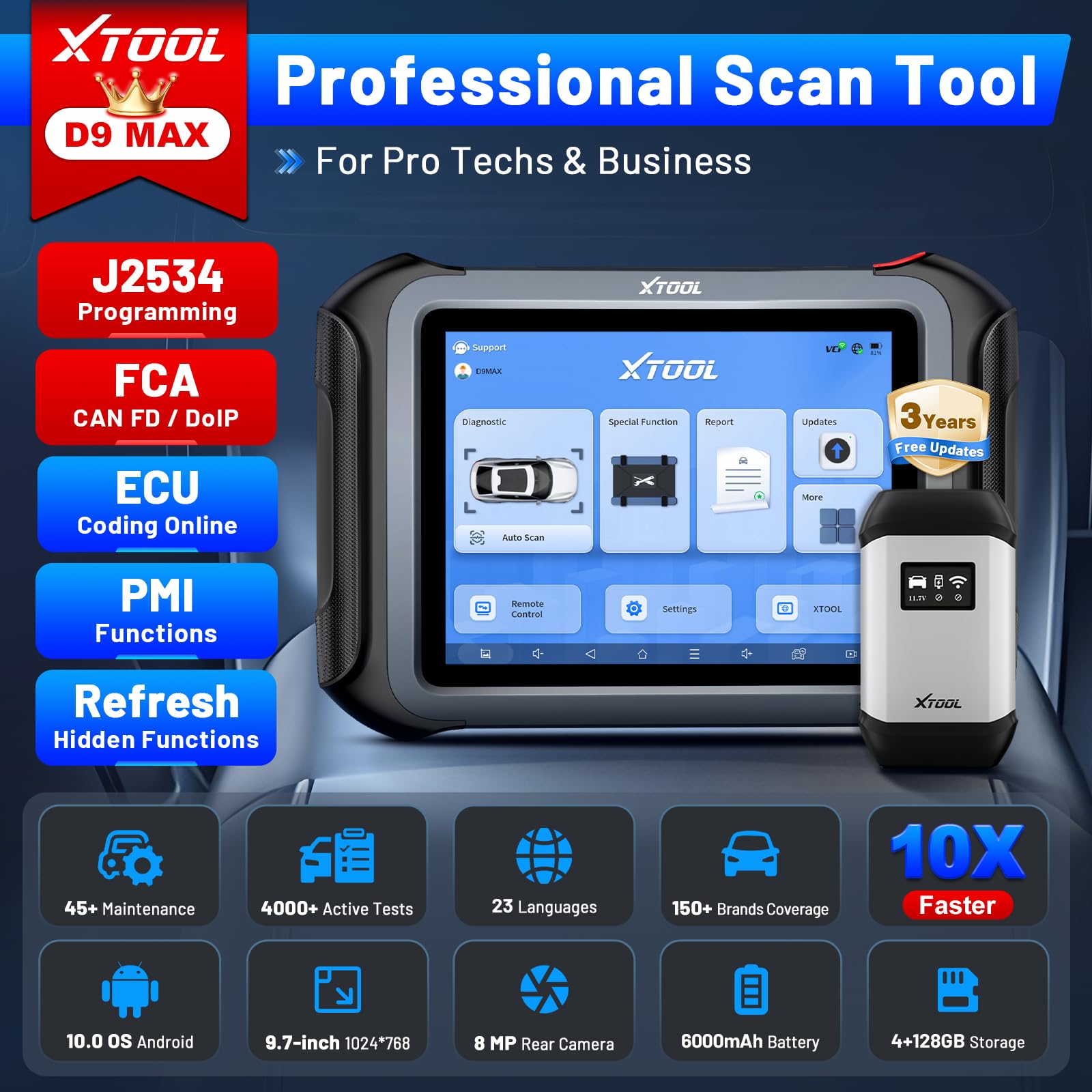 Snapklik.com : XTOOL D9 MAX Professional Automotive Scan Tool, J2534 ...