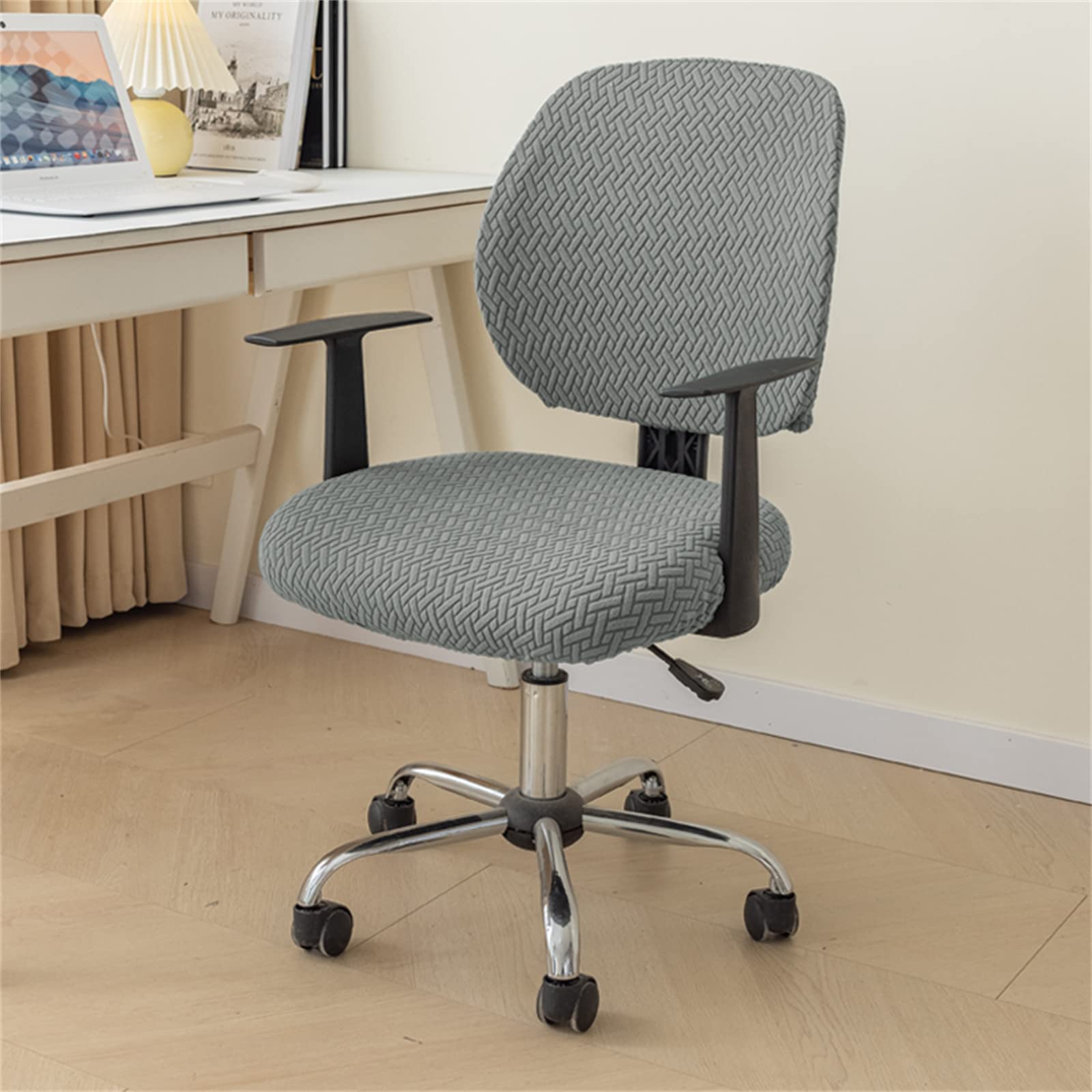 Coprisedia, coprisedia, coprisedia, copricomputer, coprisedile in Spandex Elasticizzato, coprisedile Girevole Rimovibile e Lavabile in Tessuto di Seta di Mais (Senza Sedia) 1 Pezzo(Grey)