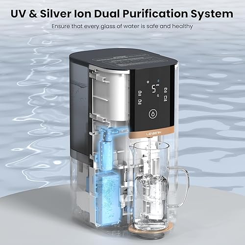 Miniatura 4 de Filtro de agua de ósmosis inversa para encimera, sistema de filtración de agua RO de 5 etapas con UV, 41 puro para drenar, innovadora base giratoria