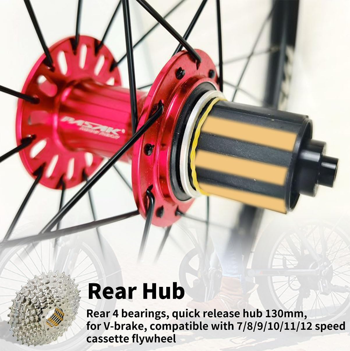 20インチ折りたたみ自転車用ホイールセット 406/451 フロント・リア・ホイール Vブレーキ クイックリリース 100/130m