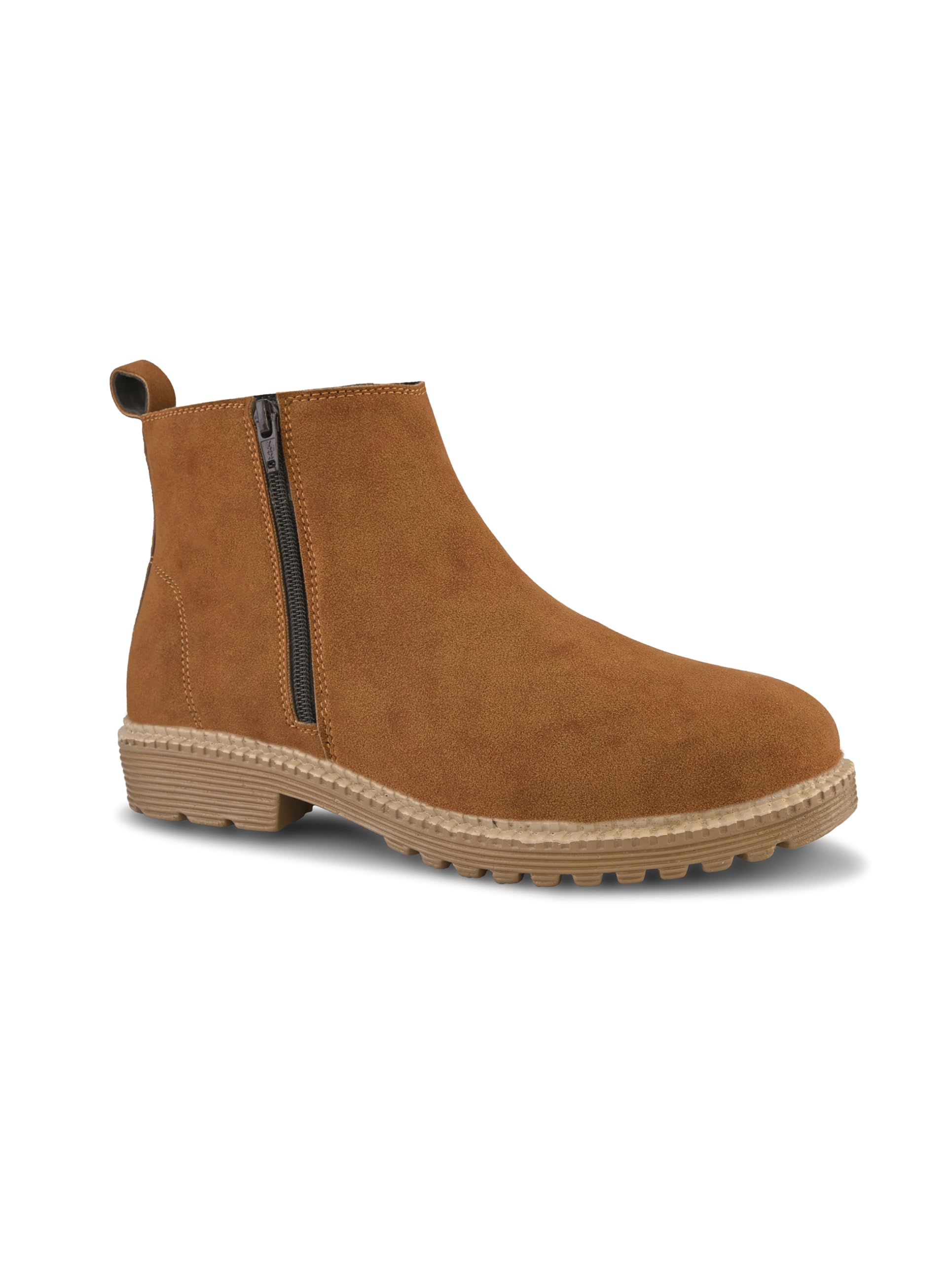 Men’s Tan Ankle Boots | Side Zipper Casual Boots for Men | Premium Suede-Finish Synthetic Leather | Casual Shoes - TPZN 2235 TAN-6-image-43