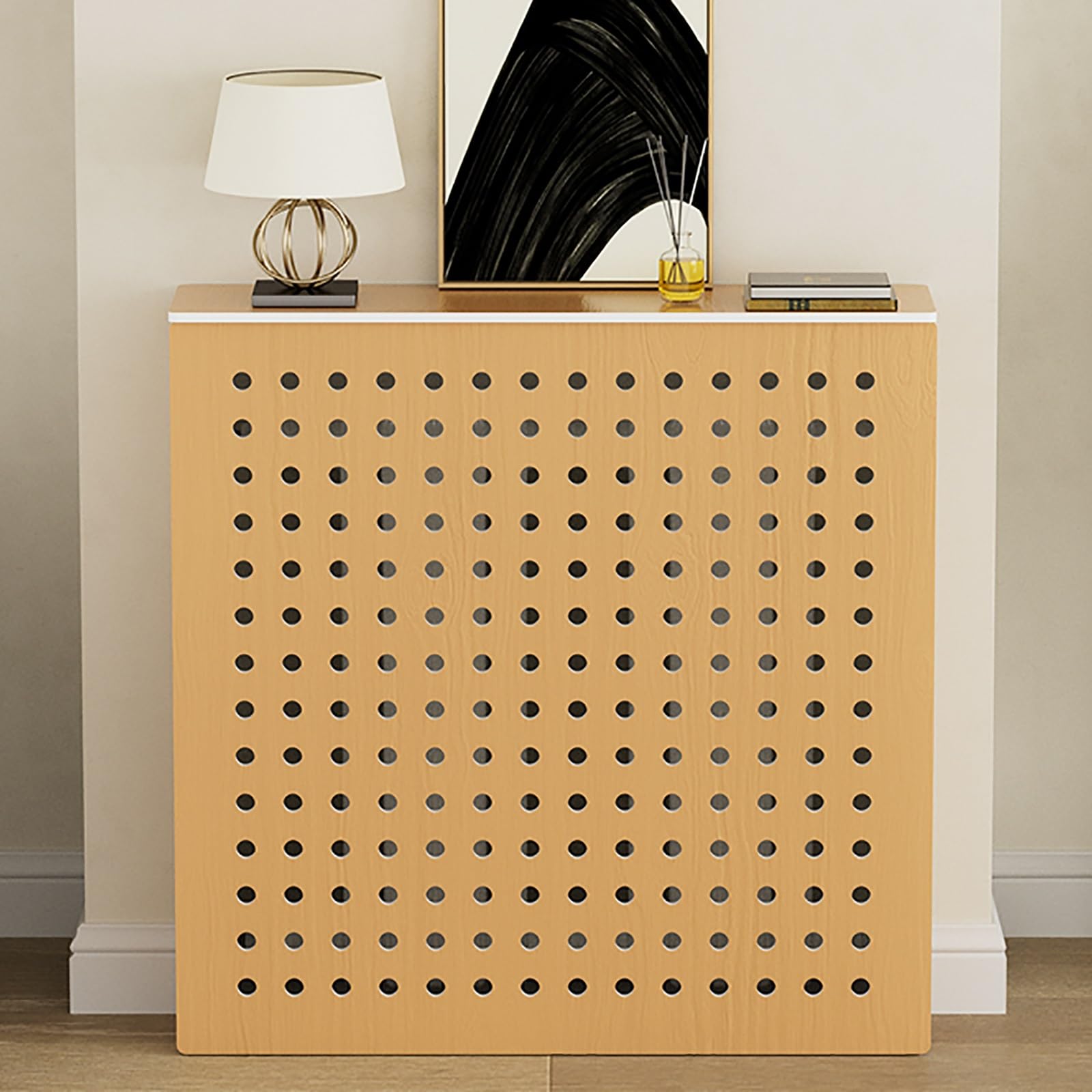 Eleganter, moderner Heizkörperverkleidungen, dekorativer Hitzeschild, Schrank und Regal für Wohnzimmer und Badezimmer, stilvolle Heizhauben 90 x 70 x 15 cm