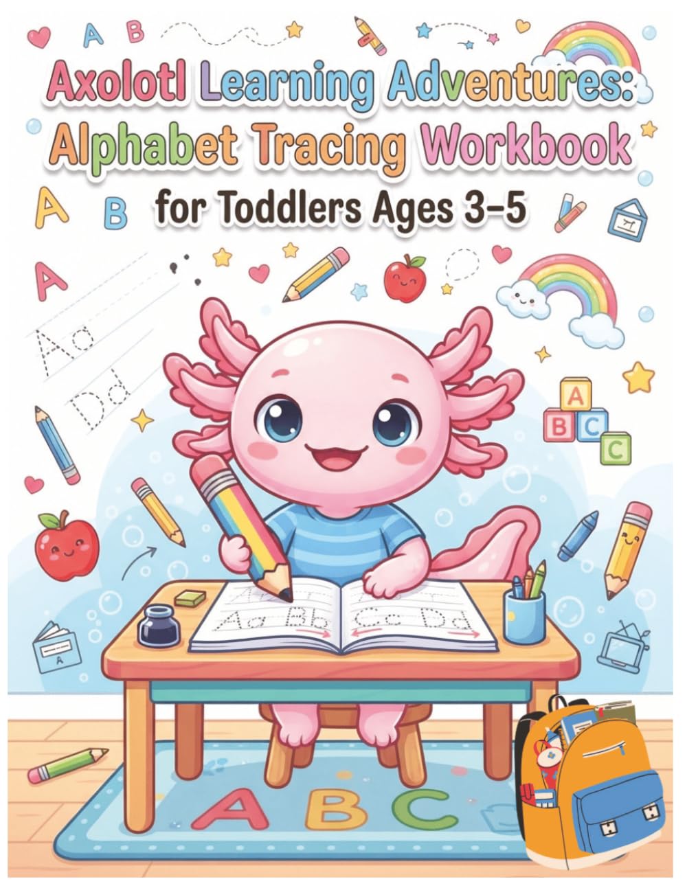 Axolotl Learning Adventures: Alphabet Tracing Workbook for Toddlers Ages 3–5: Prewriting Skills, Letter Formation, Fine Motor Practice, Preschool Pen Control, Early Writing Readiness