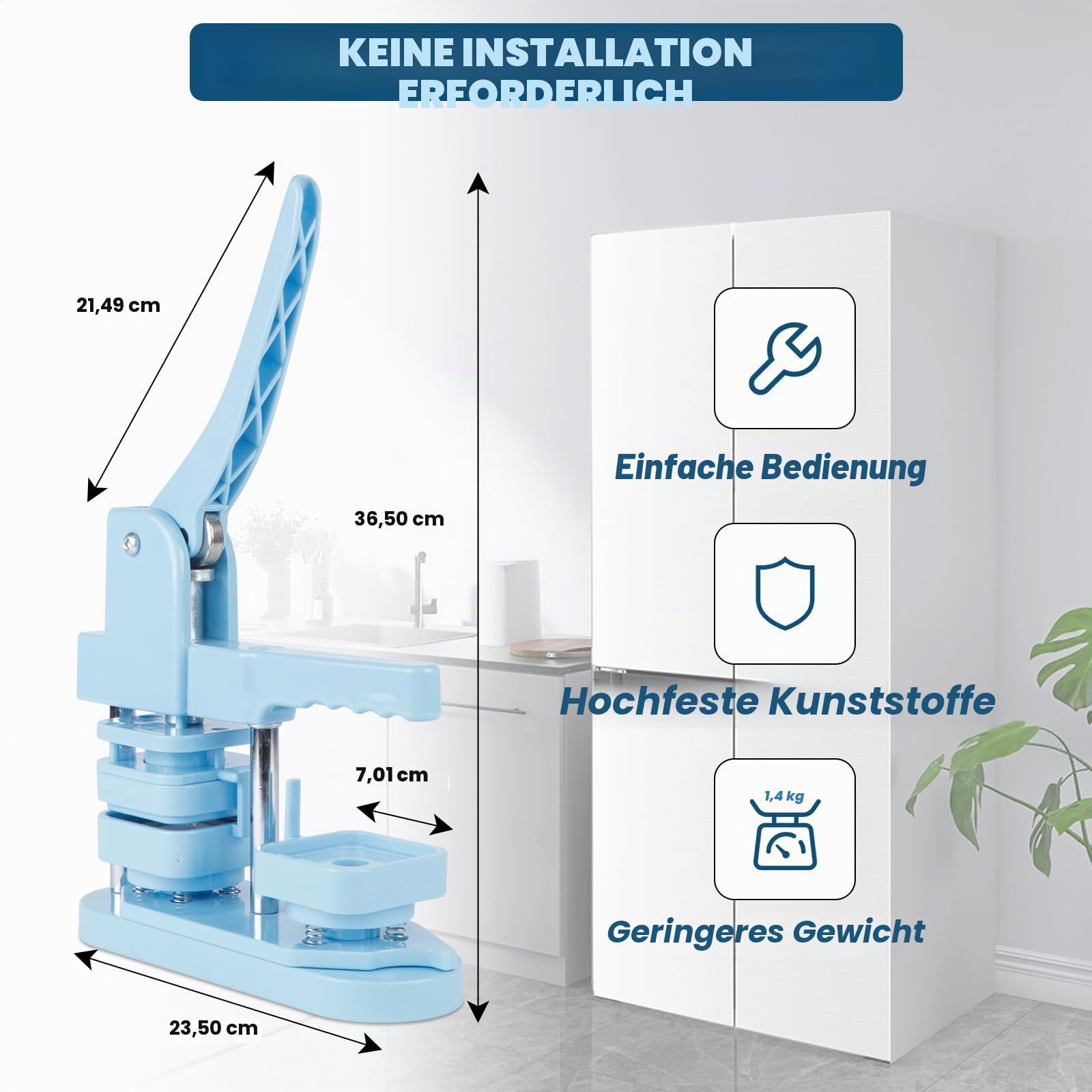 Kühlschrank-Magnet-Maschine, 50 mm, zum Herstellen quadratischer Kühlschrankmagnete, mit Zubehör für 100 Stück Kühlschrankmagnete