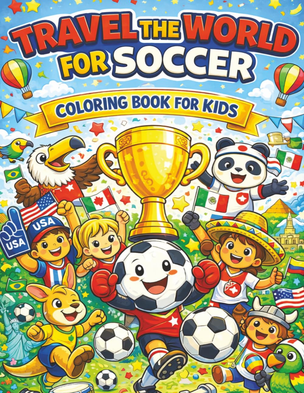 Travel the World through Soccer Coloring Book for Kids:: A Fun Soccer Adventure with 48 Countries, Big Goals, and Kid-Friendly Pages!