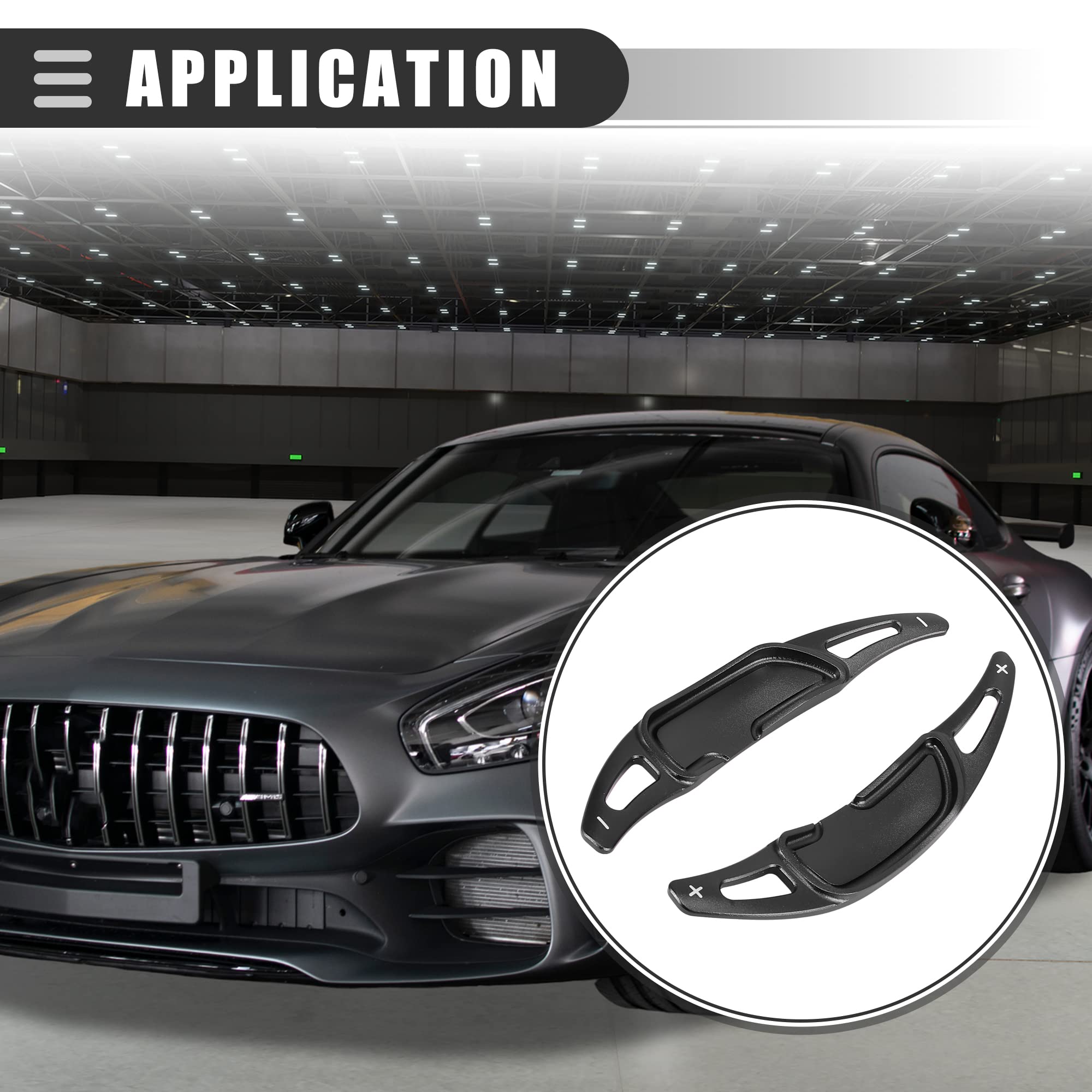 Motoforti Steering Wheel Shift Paddle Shifter Extension Cover,for Mercedes-Benz AMG GT 2017-2019,Aluminum Alloy,Black,2pcs