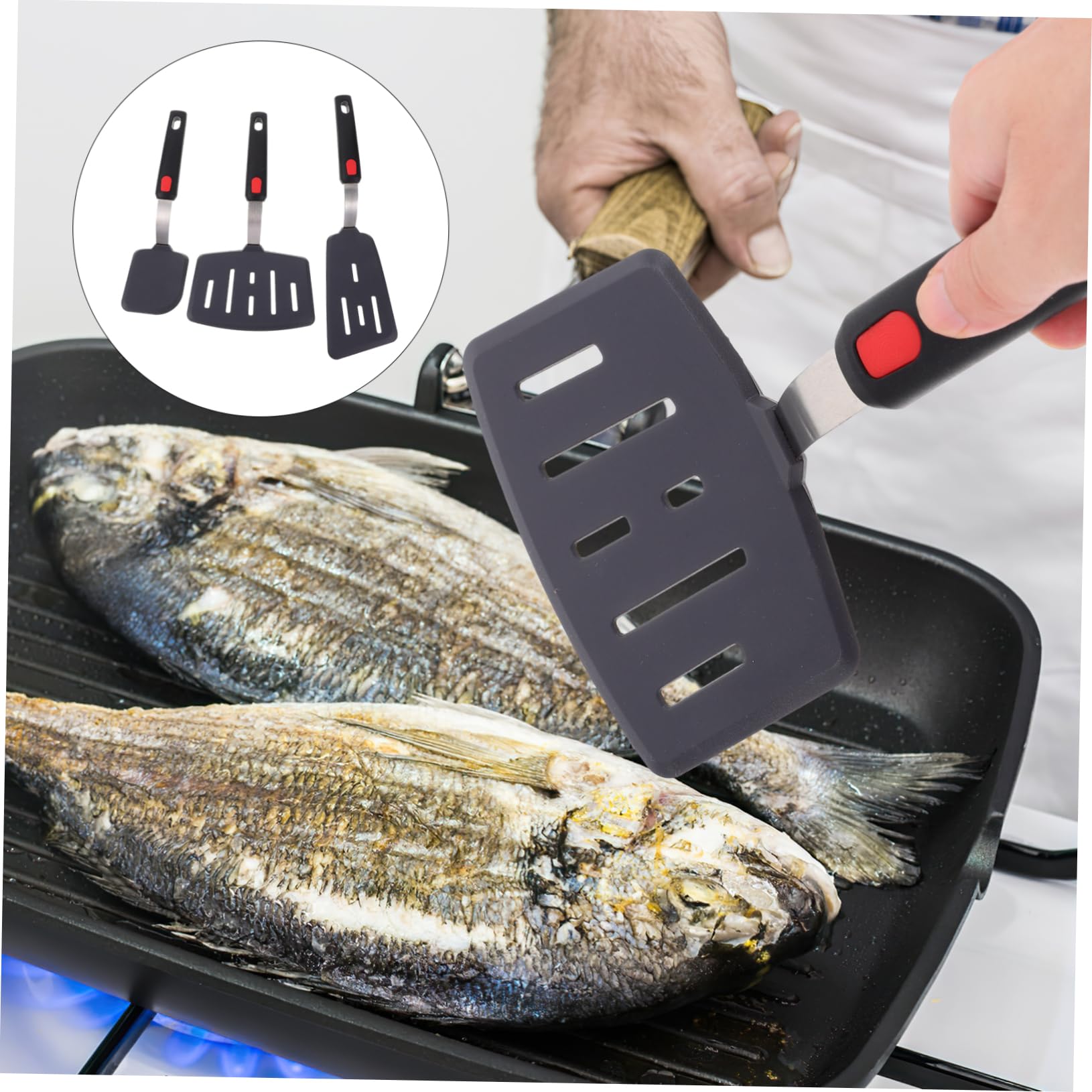 ibasenice 3 Pezzi Spatole Silicone Riutilizzabili per Spatola per Pani Antiaderenti Utensile per Pancake Hamburger e Tacos Accessorio e Ristoranti