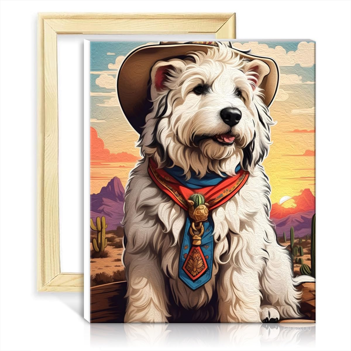 TANGFEIY on Canvas Easy to Paint Artwork English Sheepdog Cowboy Adults Paint Kits Home Decor with Brushes and Acrylic Pigment for Home Wall Decor No Frame(30x40cm)