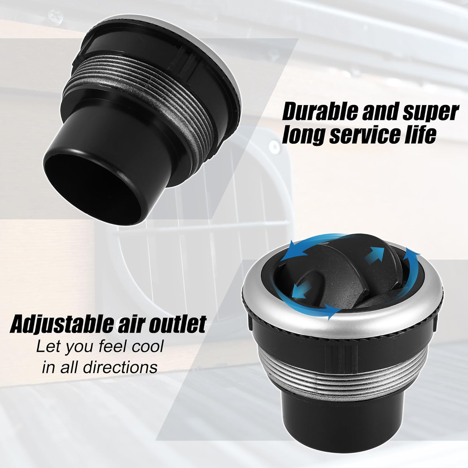 X AUTOHAUX 4pcs Dashboard Air Conditioning Deflector Outlet 48mm ABS Side Roof Round Air Ventilation Outlet Black for Car Auto Bus RV ATV