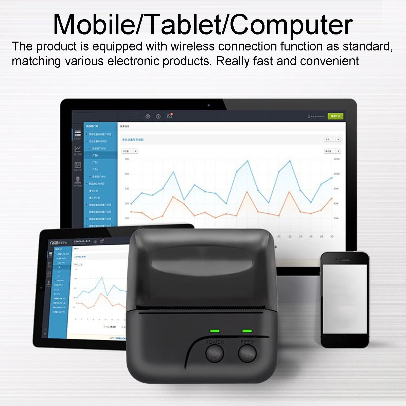 flexman USB Thermal Receipt Printer, High Speed Clear Mini 80mm Eceipt Printer with Roll Printing Paper, Portable MPT III Bluetooth POS Printer for Restaurant Convenience Store