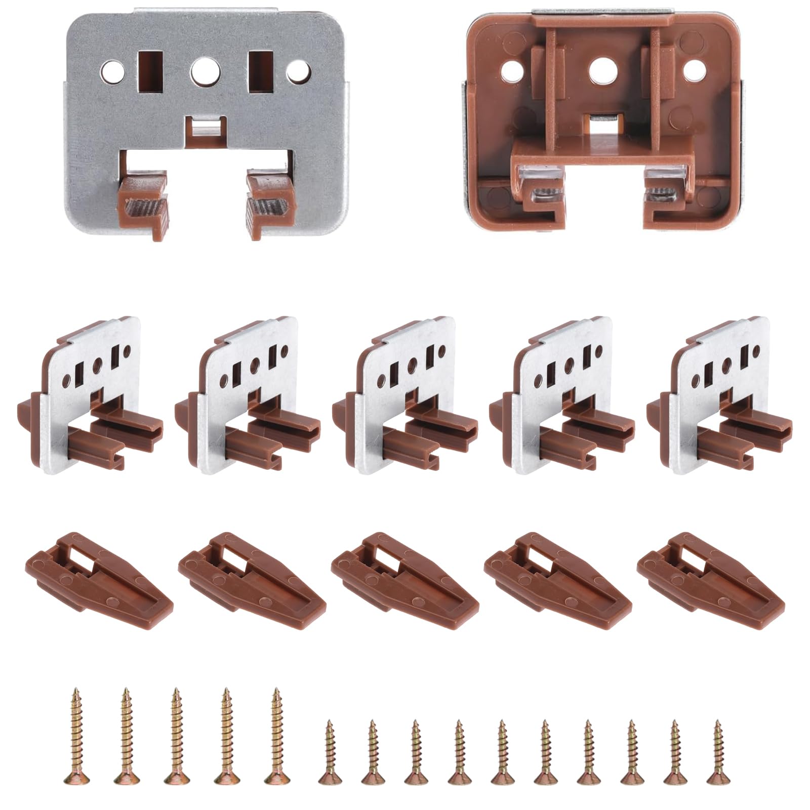 5Pcs Plastic Drawer Slides and Guides - Replacement Parts for Undermount and Center Mount Dresser Drawers with Stopper