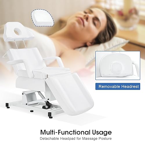 Miniatura 6 de BarberPub Cama facial totalmente eléctrica con 3 motores para esteticista, silla eléctrica de tatuaje para cliente, cama facial para esteticista,