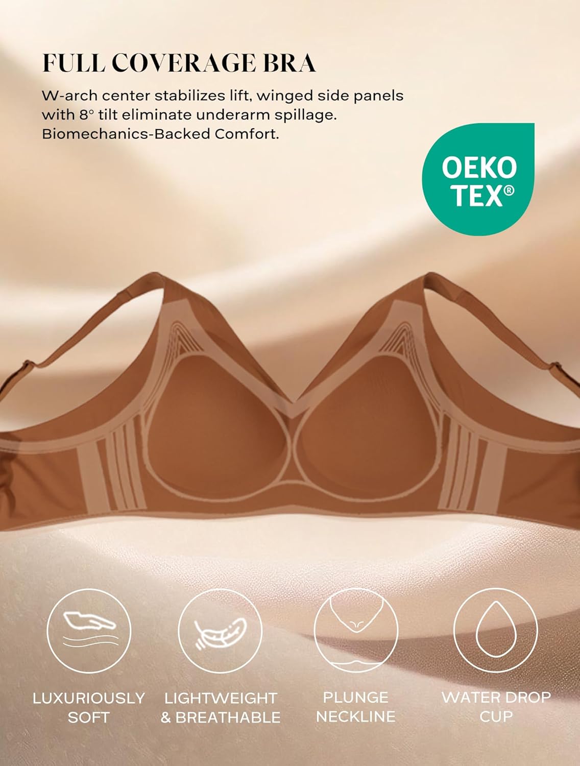 COMFELIE Women Plunge No Underwire Bra Deep V Seamless Supportive Bras Buttery Smooth Comfort Soft Bralettes Underwear - Image 5