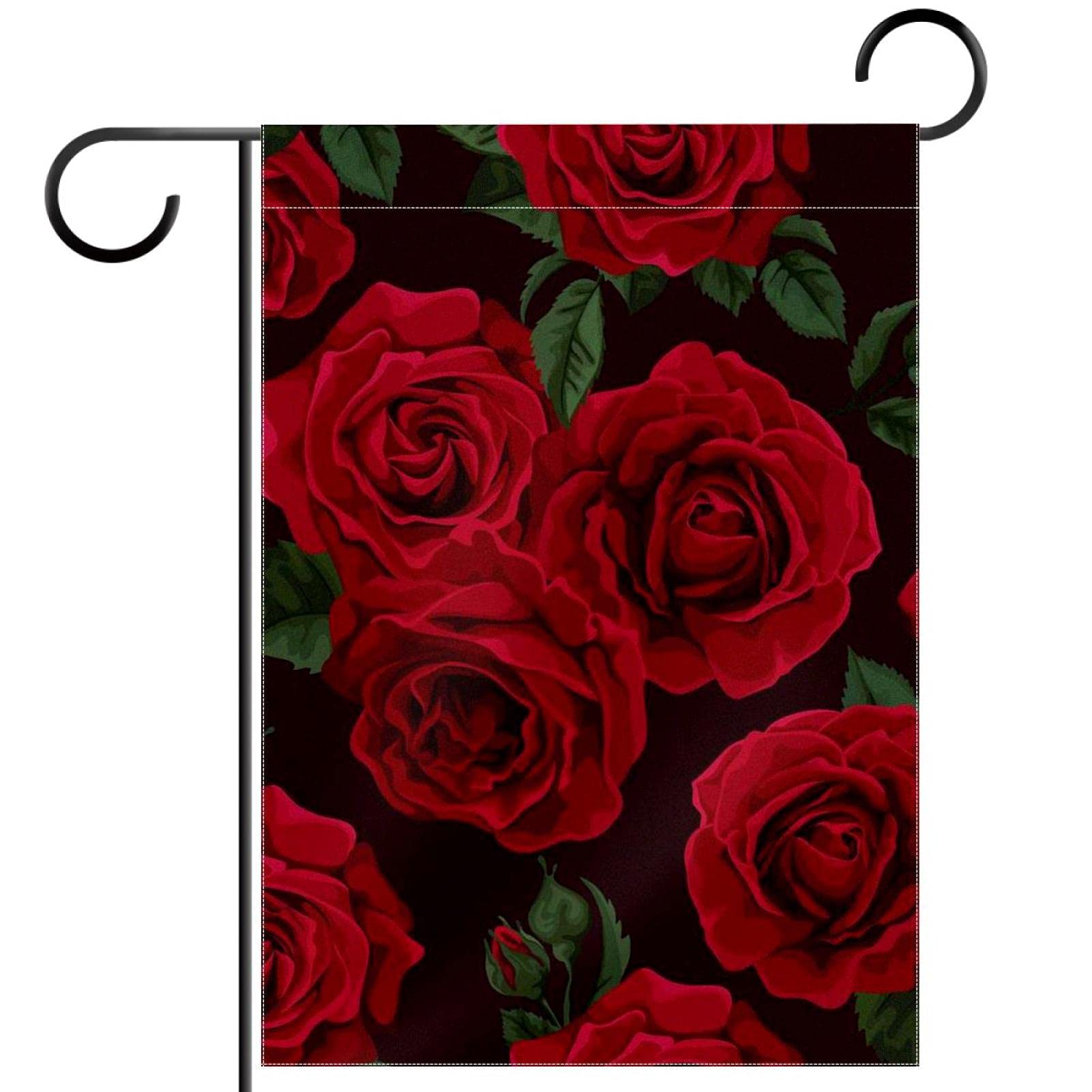 Amazon.co.jp: 赤い花のバラ 庭の旗 12x18 両面、庭の外の旗