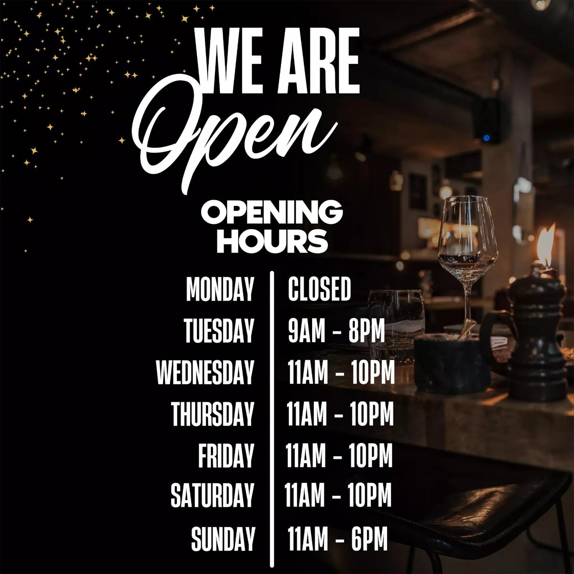 Custom Opening Times Sticker for Shop – Personalised Window Decal Sign with Business Hours – Vinyl Shop Opening Hours Sign for Storefront or Door by Kingdom Decalz