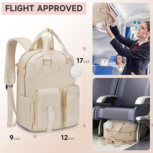 Miniatura 4 de MATEIN TSA - Mochila para adolescentes y niñas, de 15.6 pulgadas, bonita bolsa de pana para computadora universitaria con puerto de carga USB,