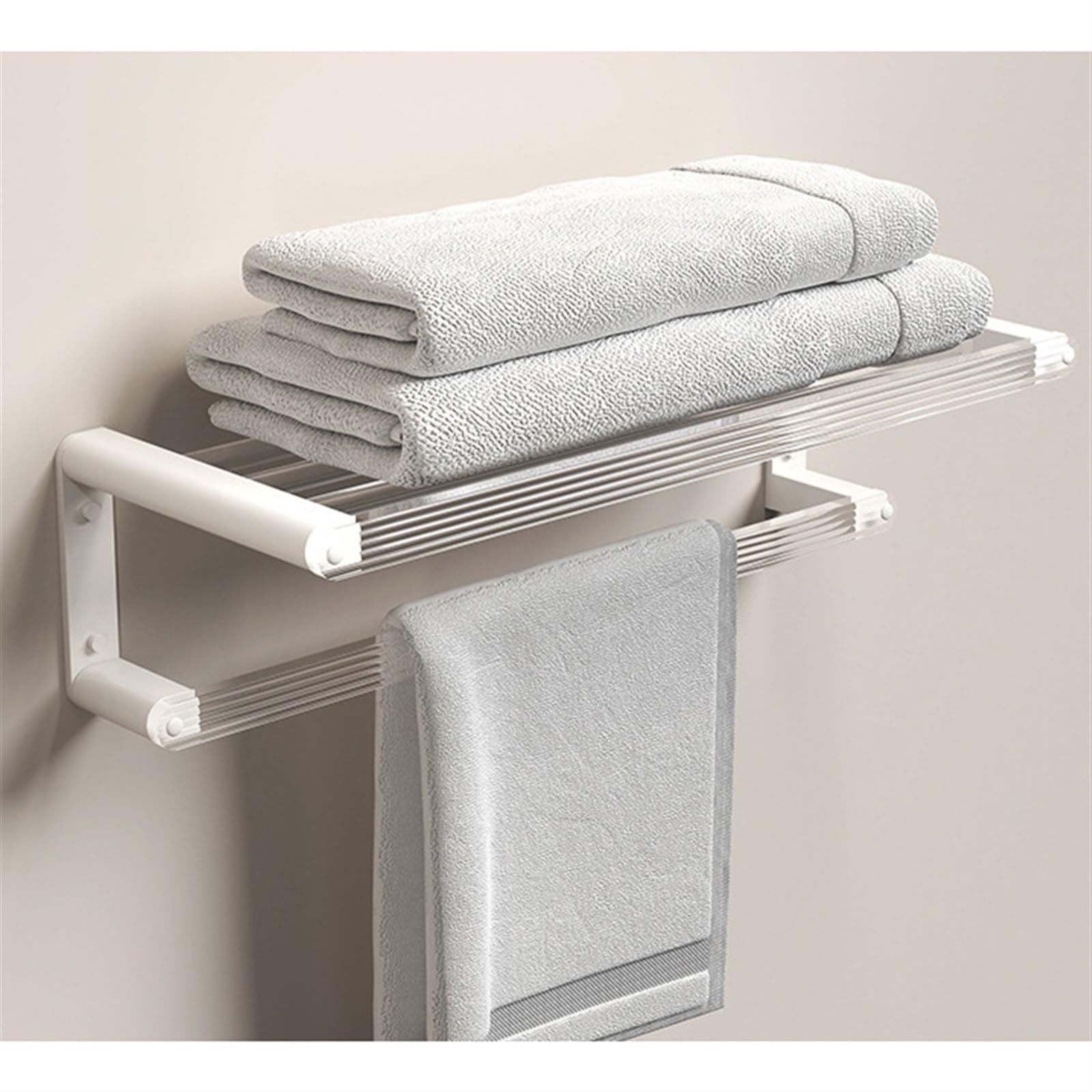 Mensole Galleggiin Acrilico, Mensole Sospese a Parete con Portasciugamani, Mensole Decorative per Bagno e Cucina