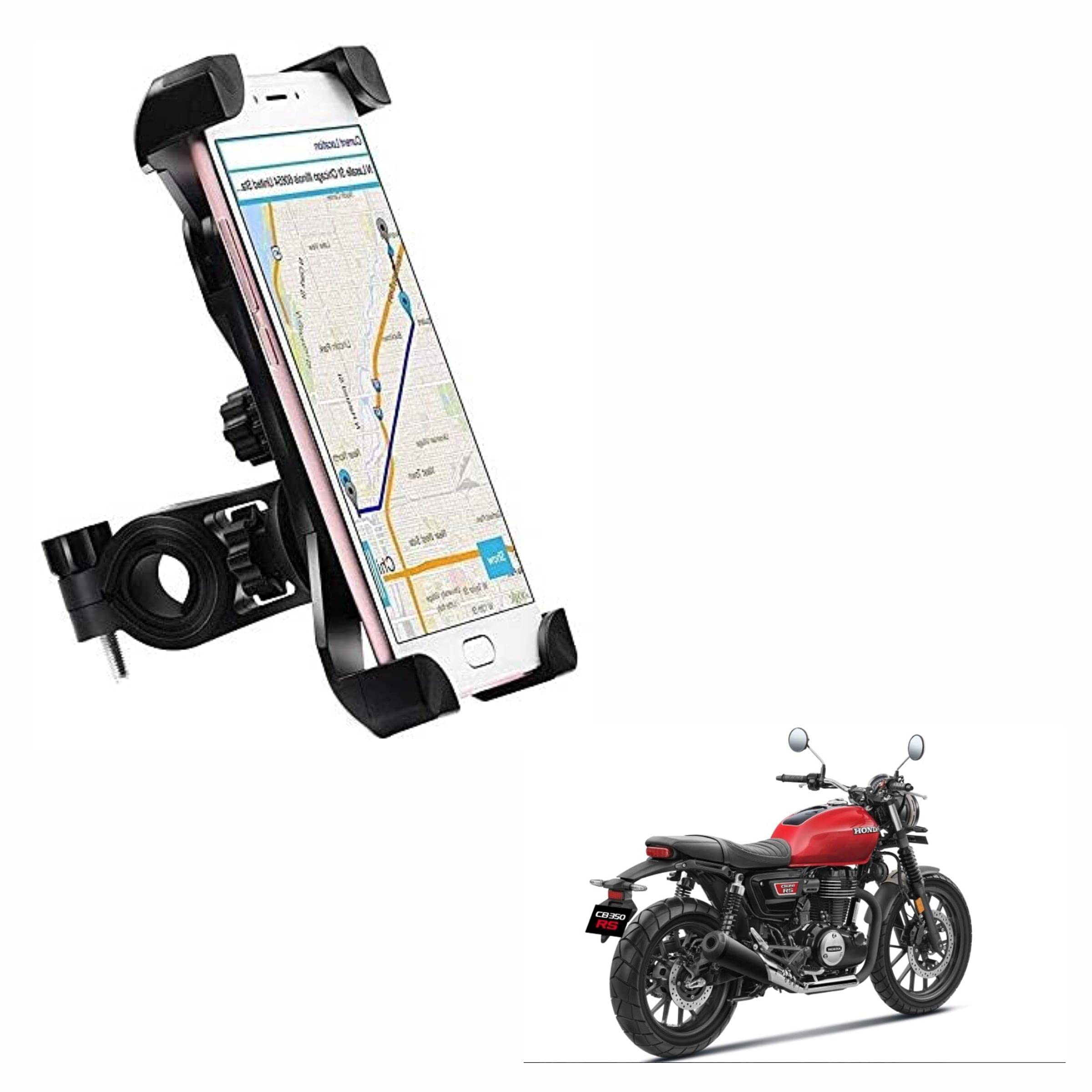 Miwings Bike Phone Mount Anti Shake and Stable Cradle Clamp with 360° Rotation Bike Phone Holder for Honda Hness CB 350 (1 PCs, Black)-image-48