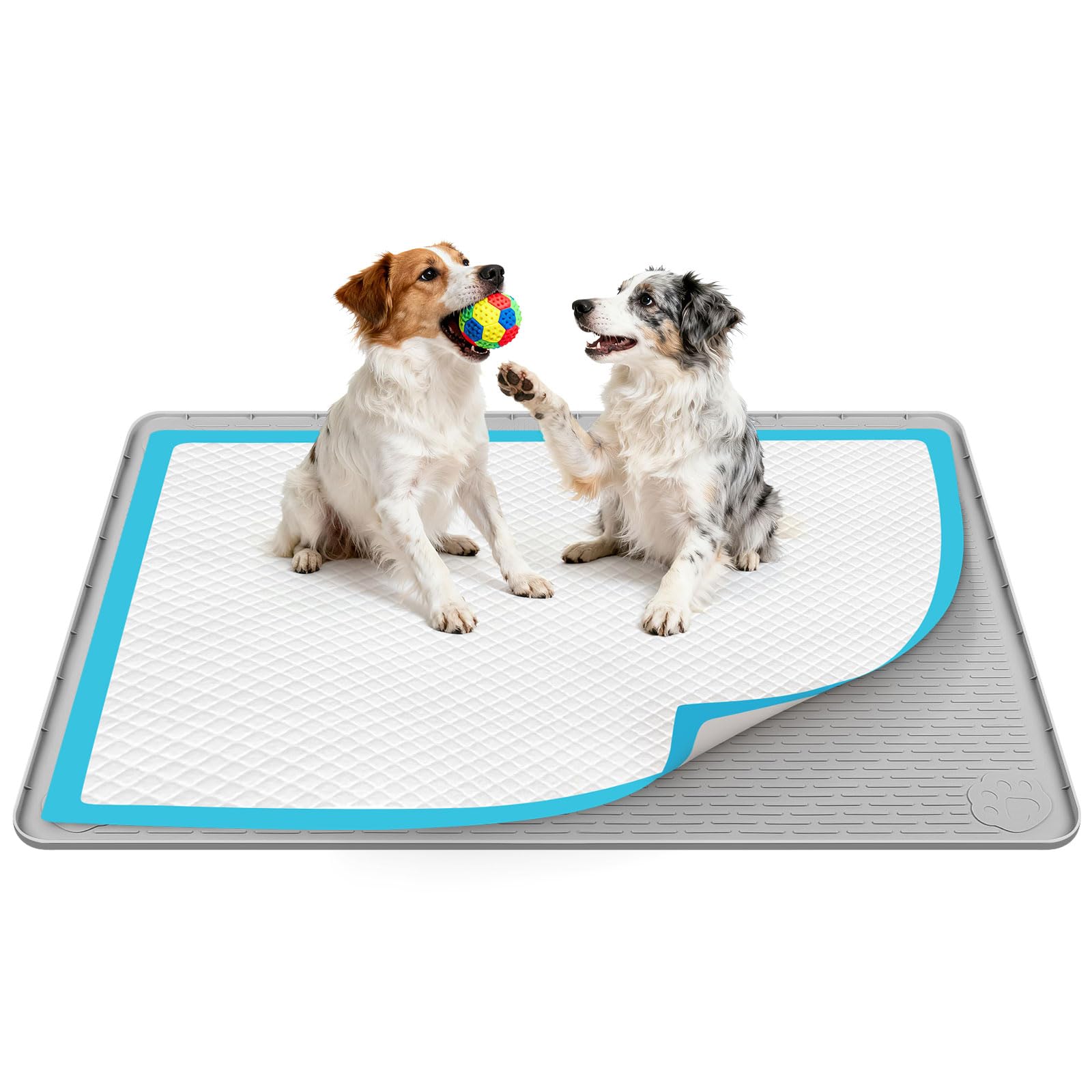 40 x 28 pollici Supporto Tappetini Igienici, Kalolary Silicone Cani Cuccioli Supporto Tappetini Igienici Cani Tappetino Igienico Riutilizzabile Addestramento Cani Prova Perdite Bordo Rialzato (Grigio)