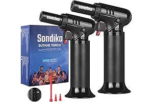 Sondiko Butane Torch with Fuel Gauge S907 2 Pack, Refillable Soldering Torch Lighter