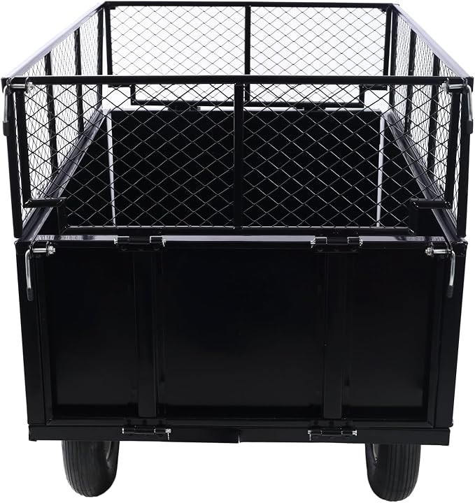 Carretilla remolque de acero para ATV, capacidad 750 lbs, 22 pies cúbicos, sistema de descarga 2 en 1, neumáticos todo terreno miniatura 7