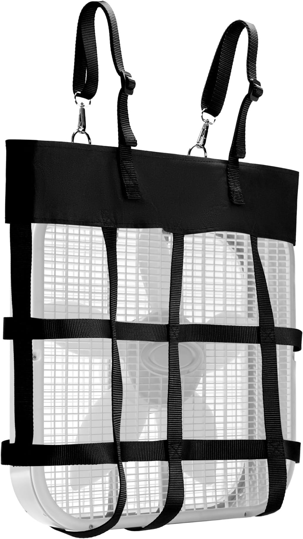 QWORK Horse Stall Classic Fan Bag, Horse Nylon Box Fan Hanger Holder, Adjustable Horse Supplies for Horse Stalls, Barn, or RV (Black), 1 Pack