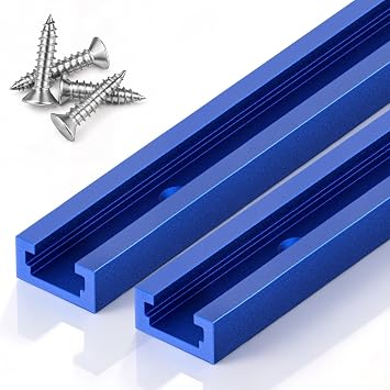 Vibit 2 Pack 12 Inch Aluminum T Track for Woodworking Jigs and Fixture, Double-Cut Profile T-Track with Predrilled Mounting Holes and Screws, Universal T Slot Rail for Drill Press Table Router Table