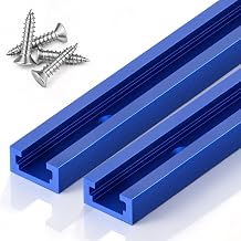 Vibit 2 Pack 12 Inch Aluminum T Track for Woodworking Jigs and Fixture, Double-Cut Profile T-Track with Predrilled Mounting Holes and Screws, Universal T Slot Rail for Drill Press Table Router Table