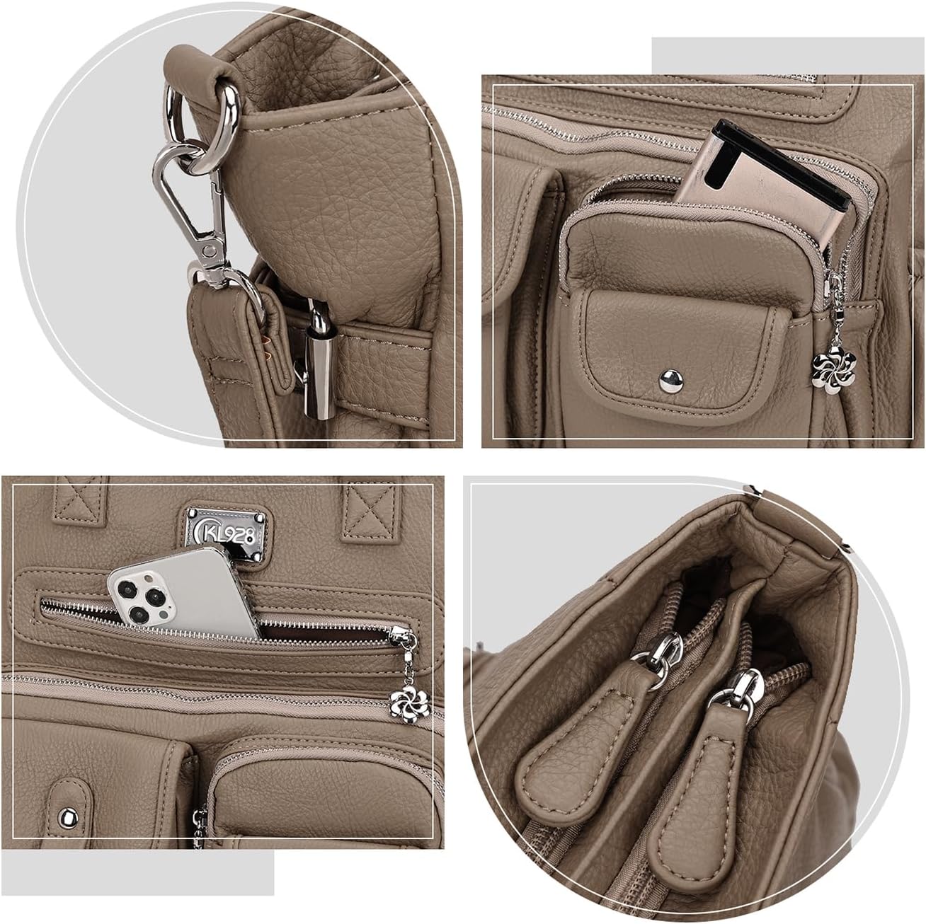 KL928 Large Purses for Women Shoulder Bag Tote Handbags Stylish Vegan Leather Hobo Bags Ladies, A-Black-4 | Large, Purses, Stylish, Ladies, Large, Purses