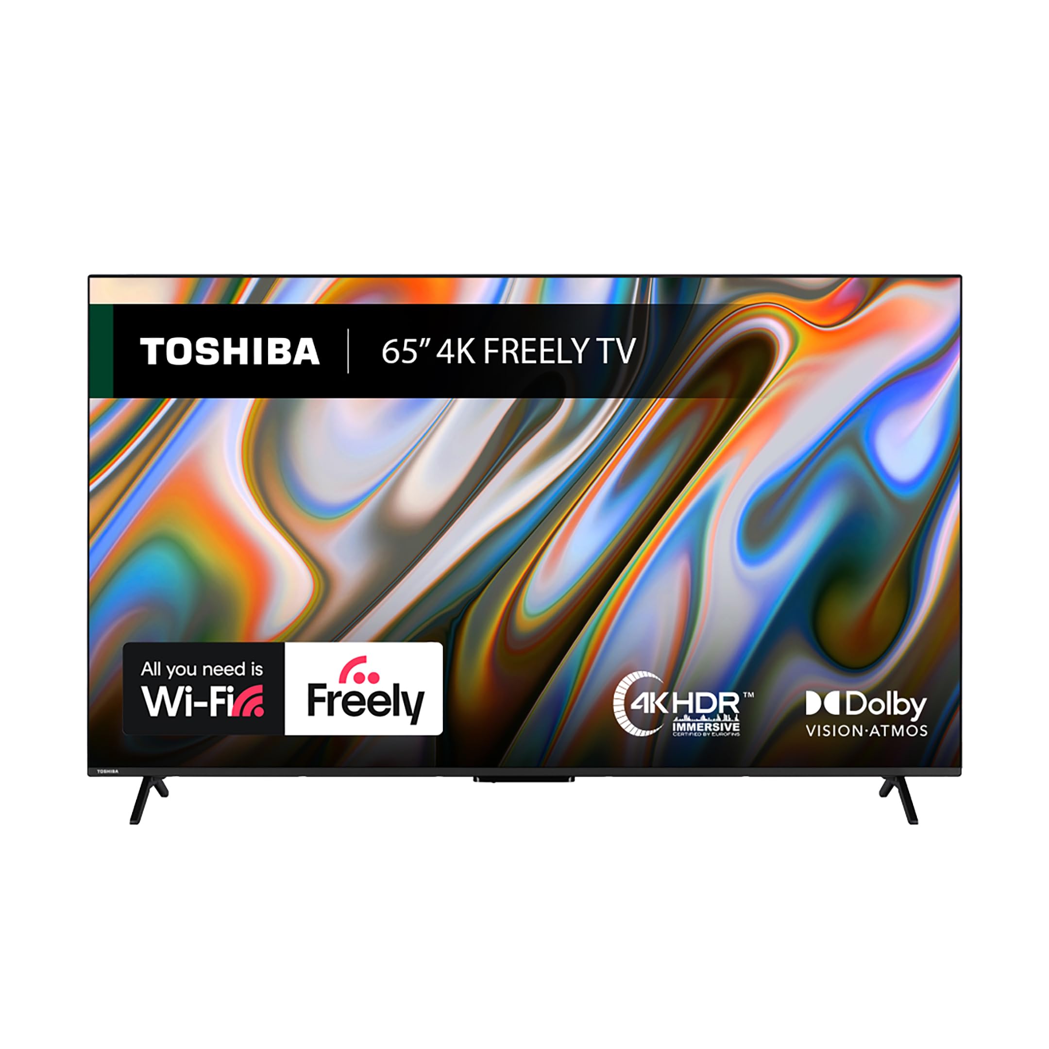Toshiba 65UV2F53DBU 4K Smart VIDAA TV, Ultra HD, HDR10, Freely, Disney+, Prime Video, Netflix, Dolby Atmos, Dolby Vision, Sound by Onkyo, Works with Alexa, Works with Google Assistant, VIDAA Voice