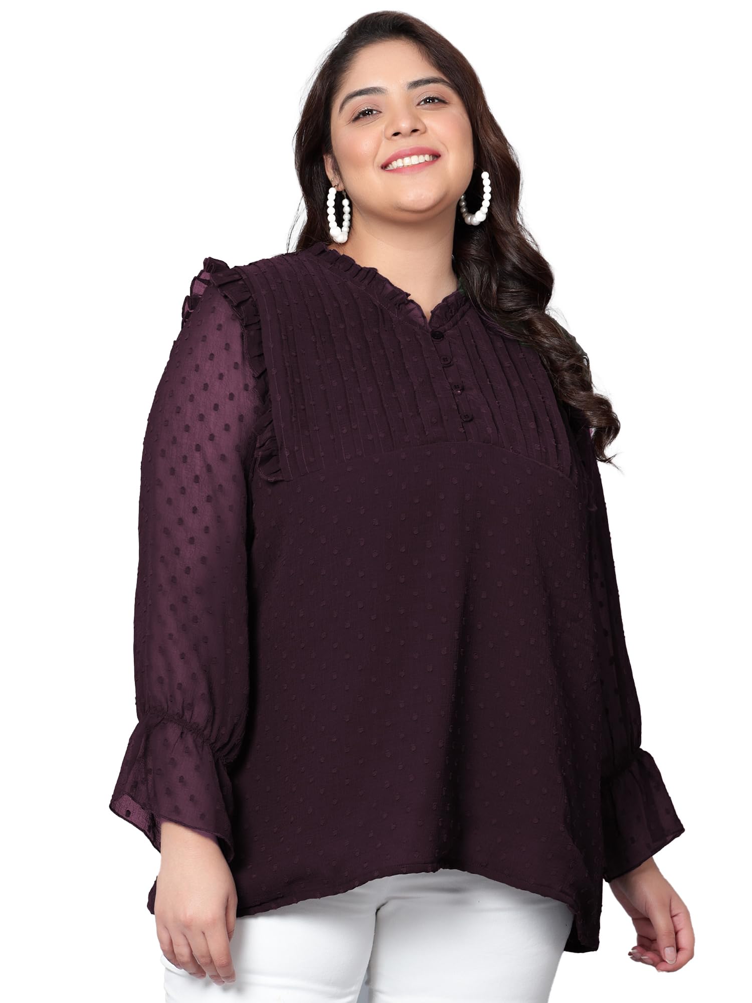 Indietoga Women's Embroidered Georgette Longline Tunic Tops with Lining (XL to 7XL)-picture-12