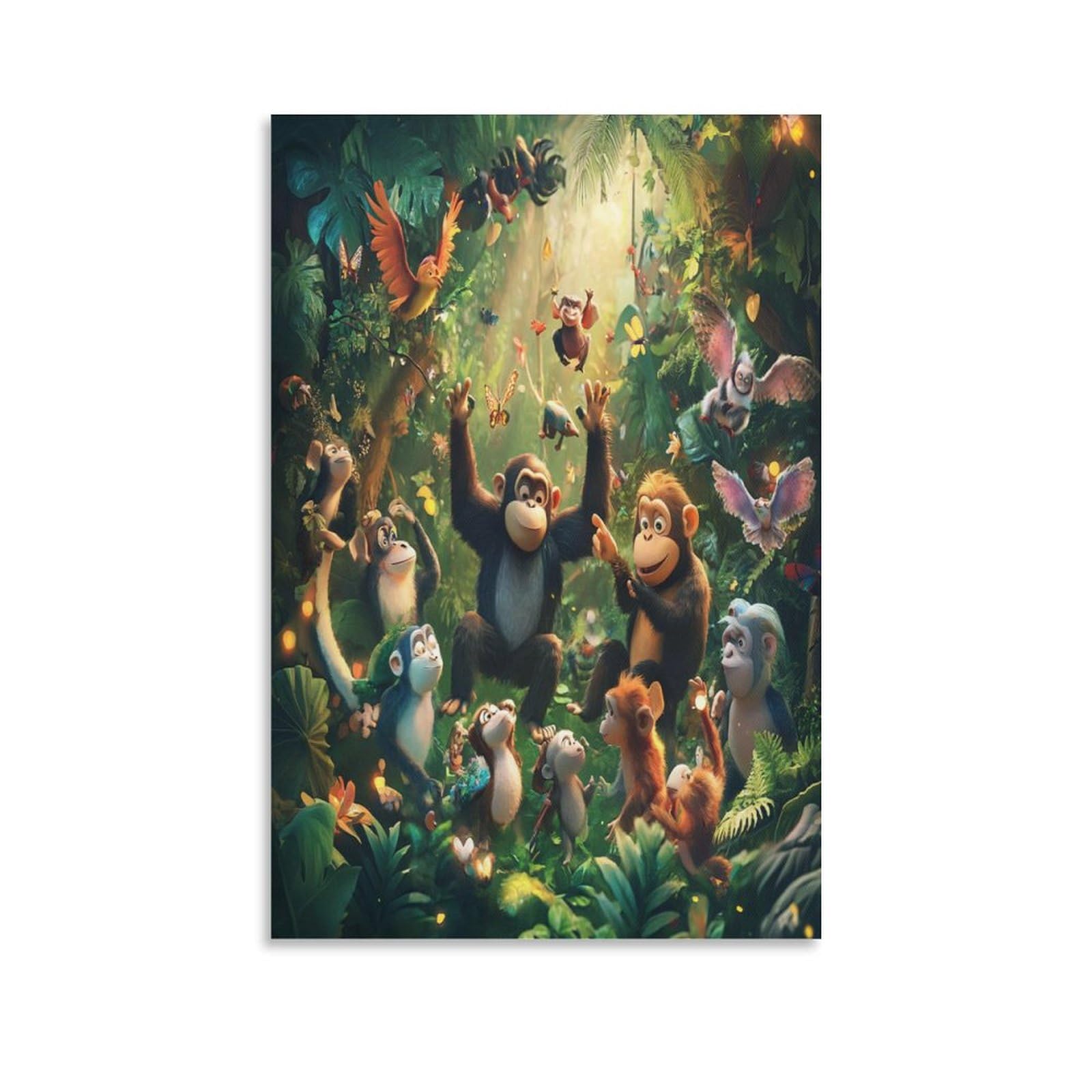 HLXZMCVBT Jungle Animals Poster Artwork Canvas Prints Picture Modern Wall Art Picture Wall Hanging for Bathroom Wall Decor 16x24inch(40x60cm)