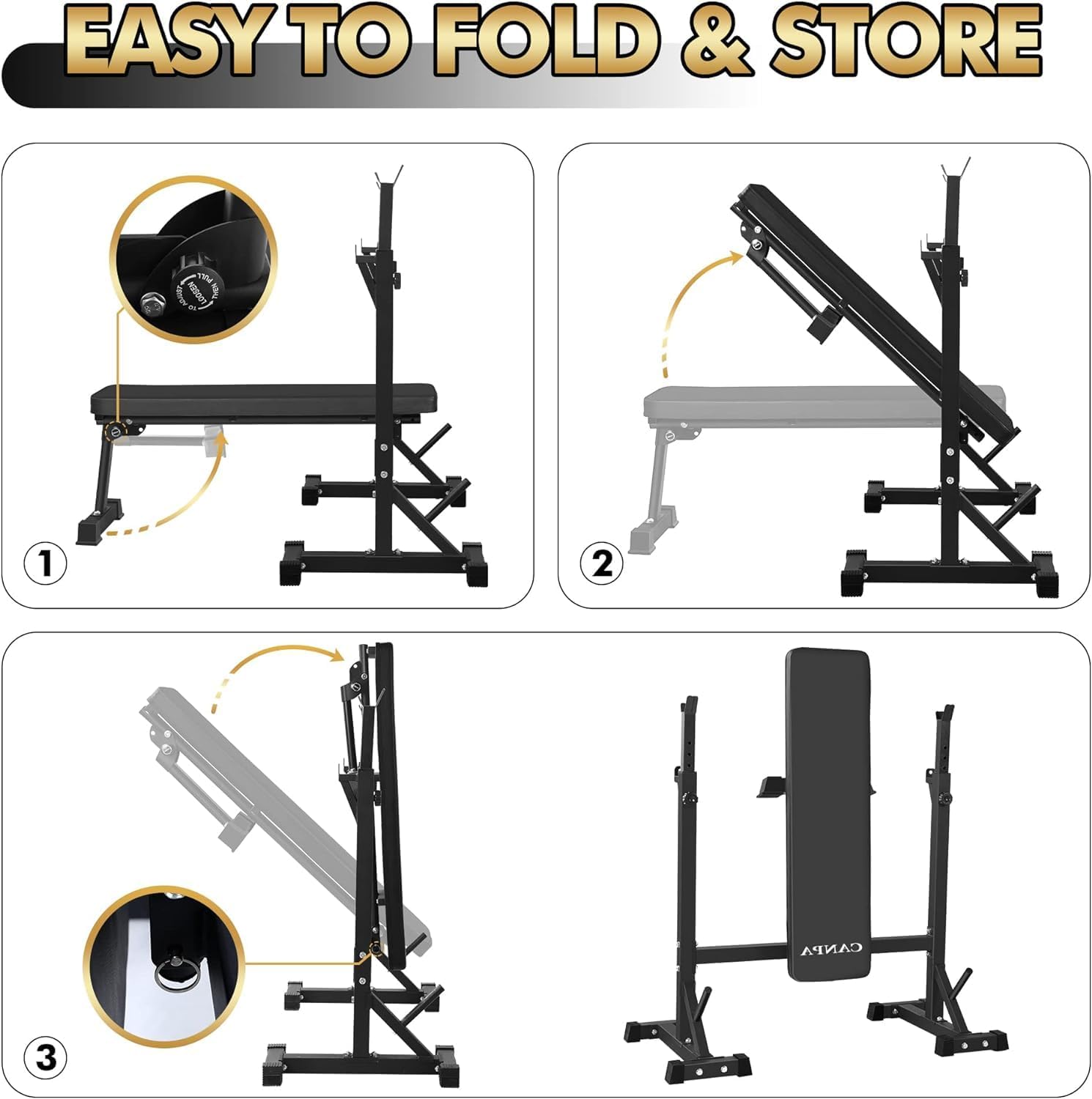 Bench Press, Olympic Weight Bench with Squat Rack Workout Bench Adjustable Barbell Rack Stand Strength Training Home Gym Multi-Function